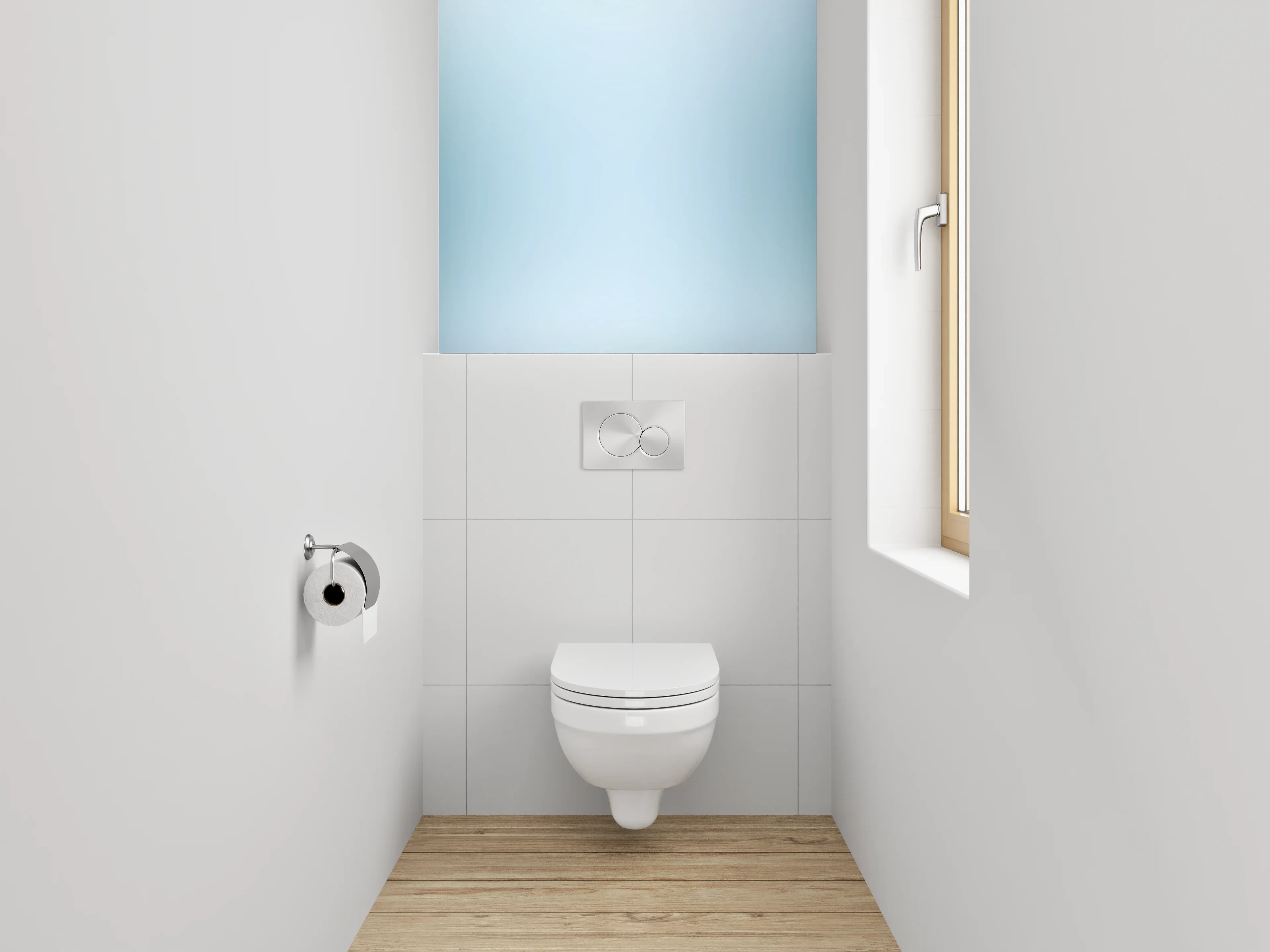 WC-Rückwand - Himmel in sanften Blautönen