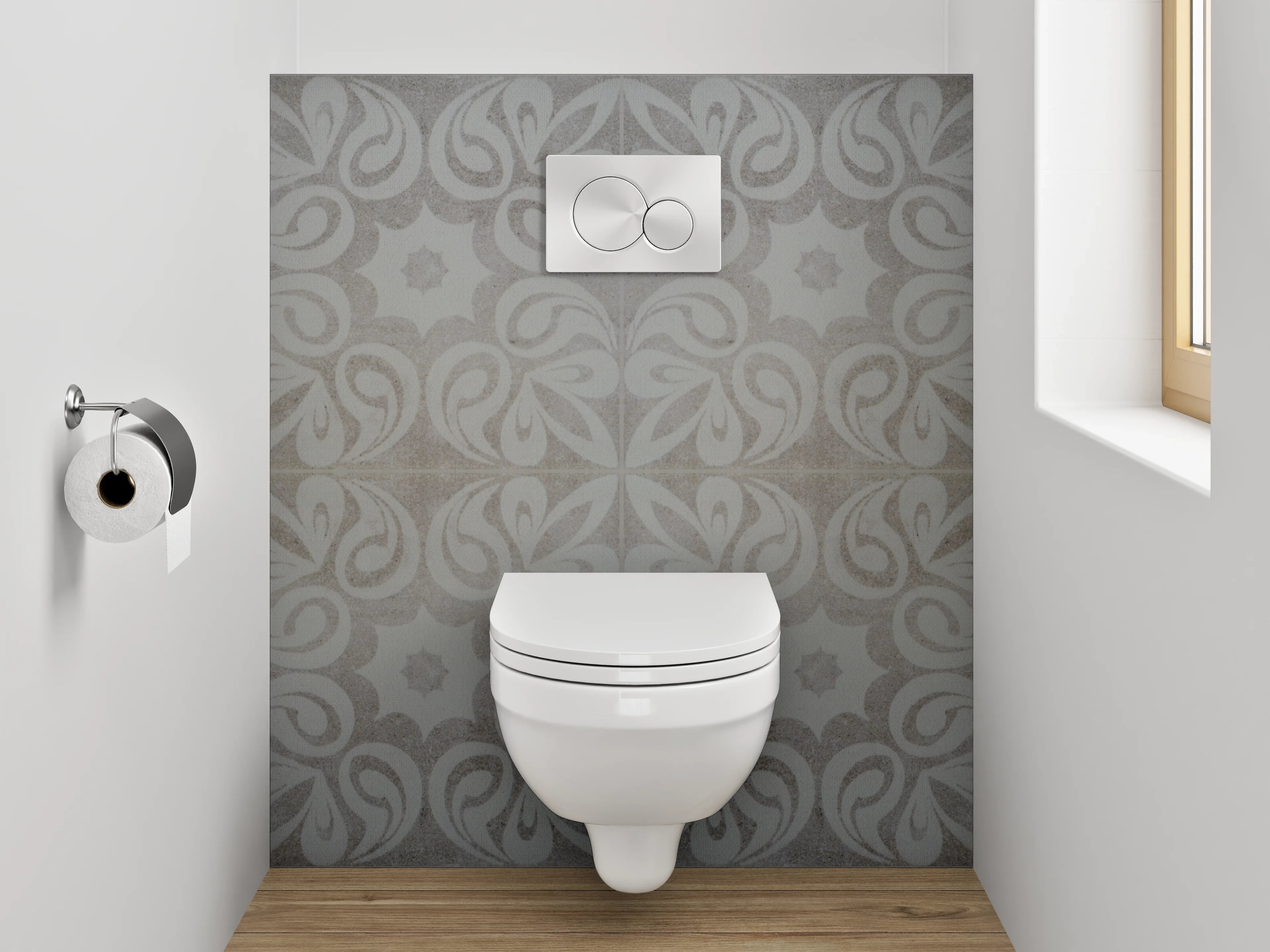 WC-Rückwand - Himmelgrau mit Weißer Textur