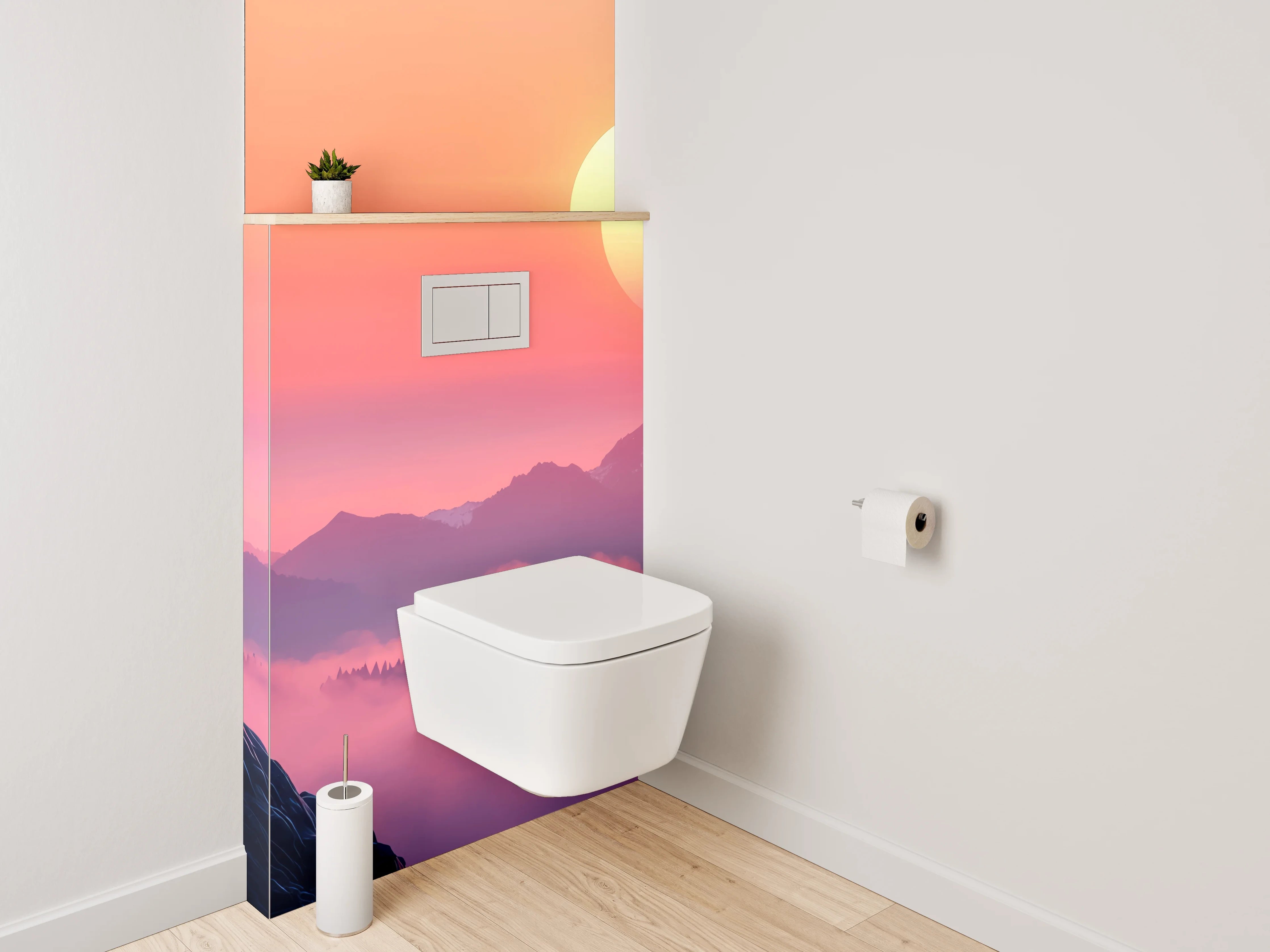 WC-Rückwand - Hirsch auf Berg im Sonnenuntergang
