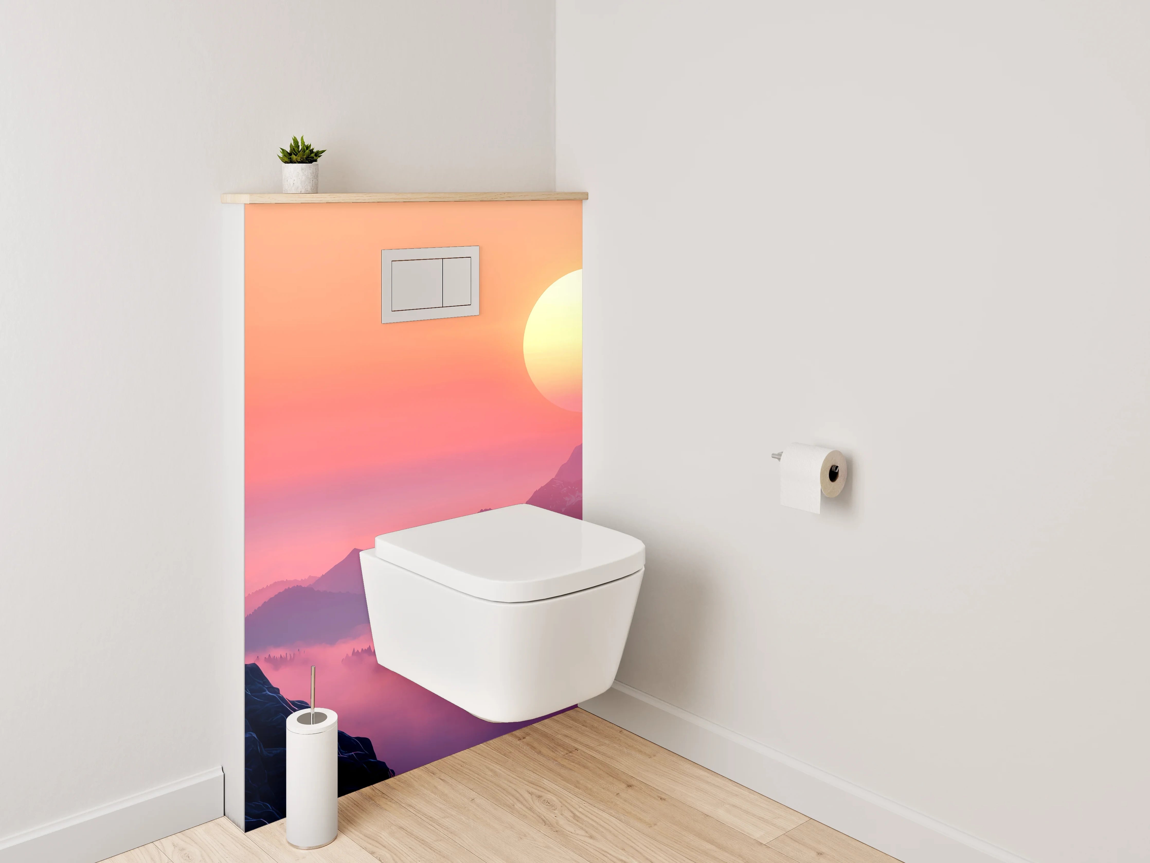 WC-Rückwand - Hirsch auf Berg im Sonnenuntergang