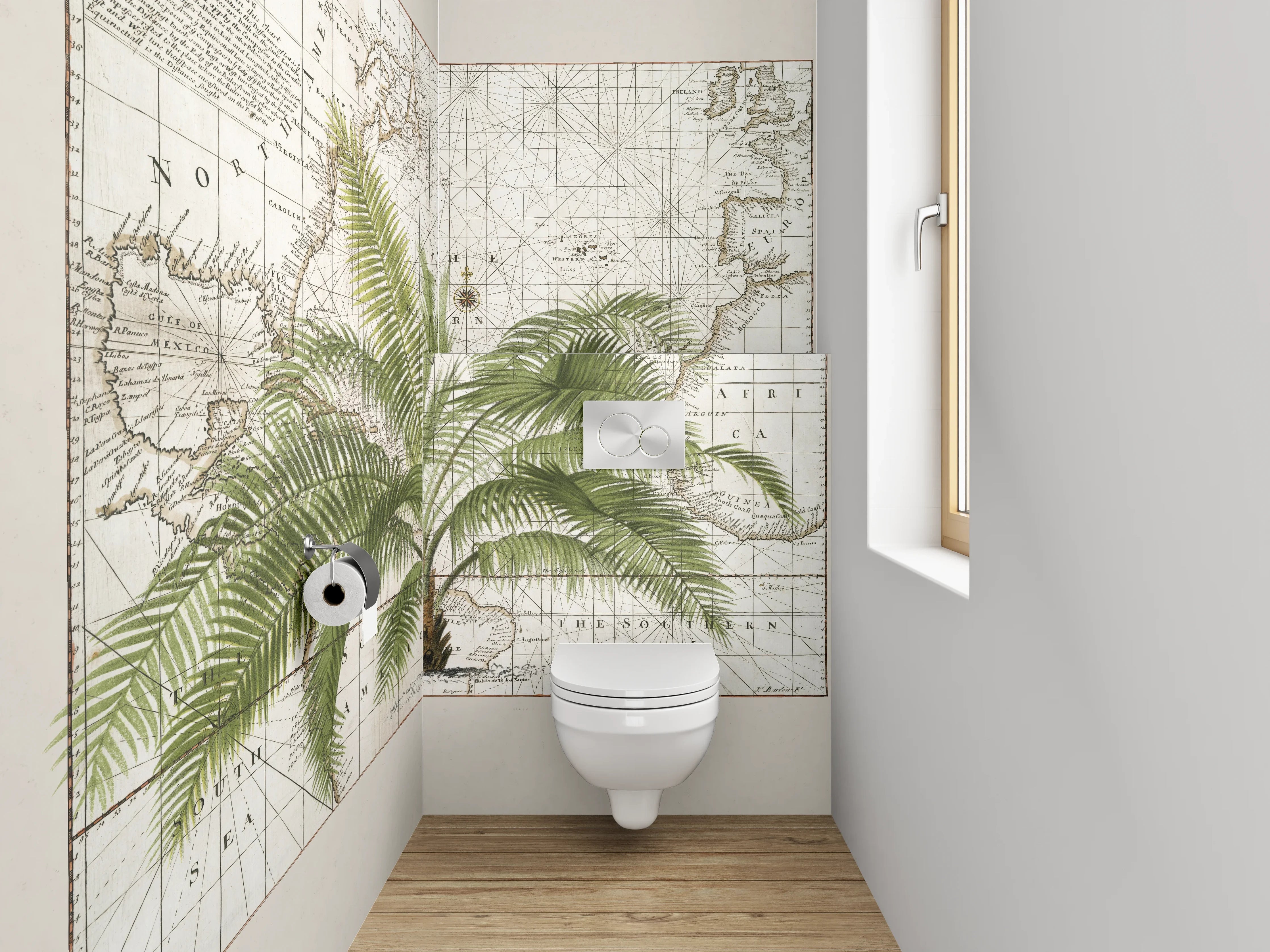WC-Rückwand - Historische Palmenkarte Vintage Deko