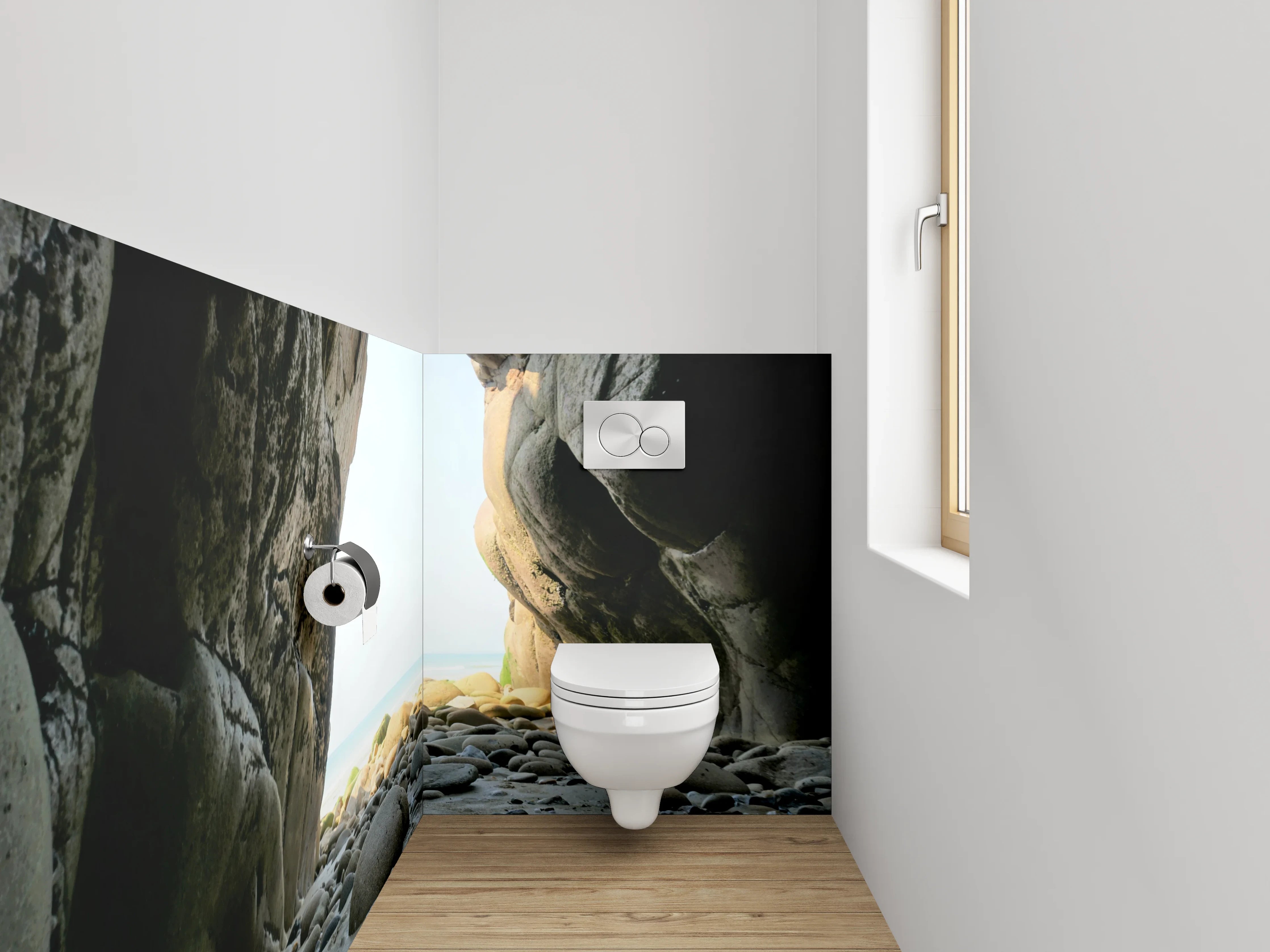 WC-Rückwand - Höhle mit Blick auf den Strand