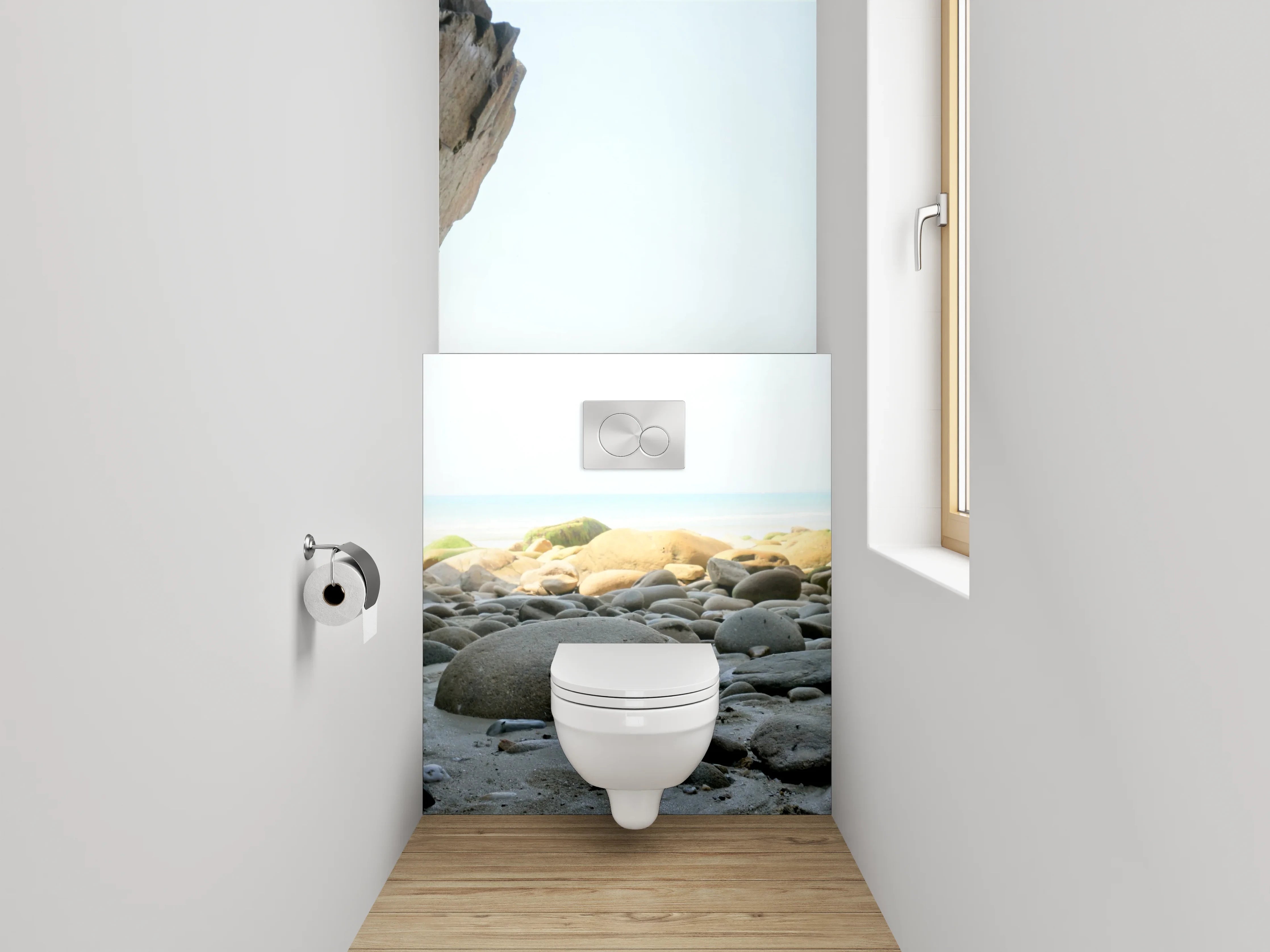 WC-Rückwand - Höhle mit Blick auf den Strand