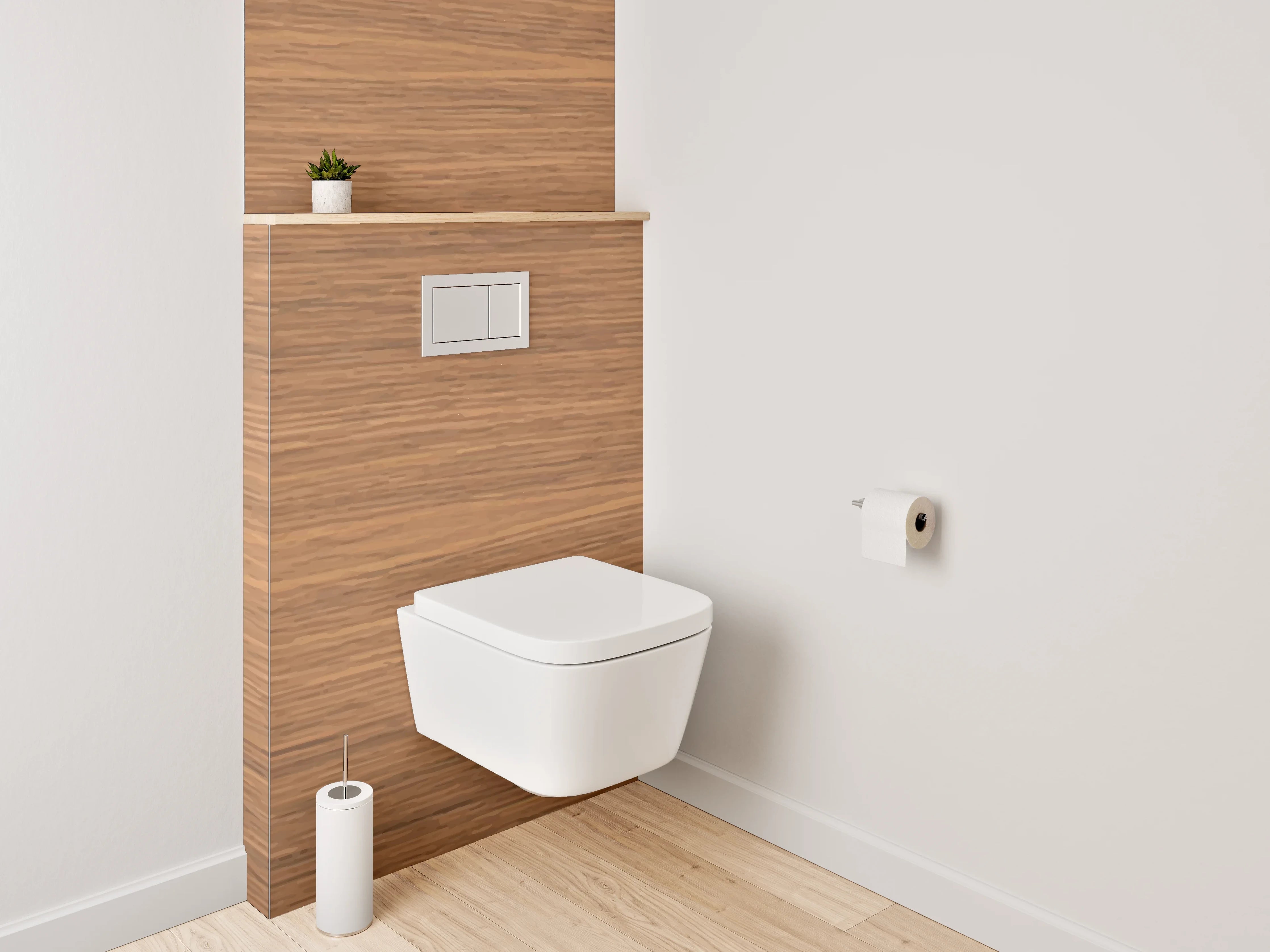 WC-Rückwand - Hölzerne Oberfläche mit warmer Farbgebung