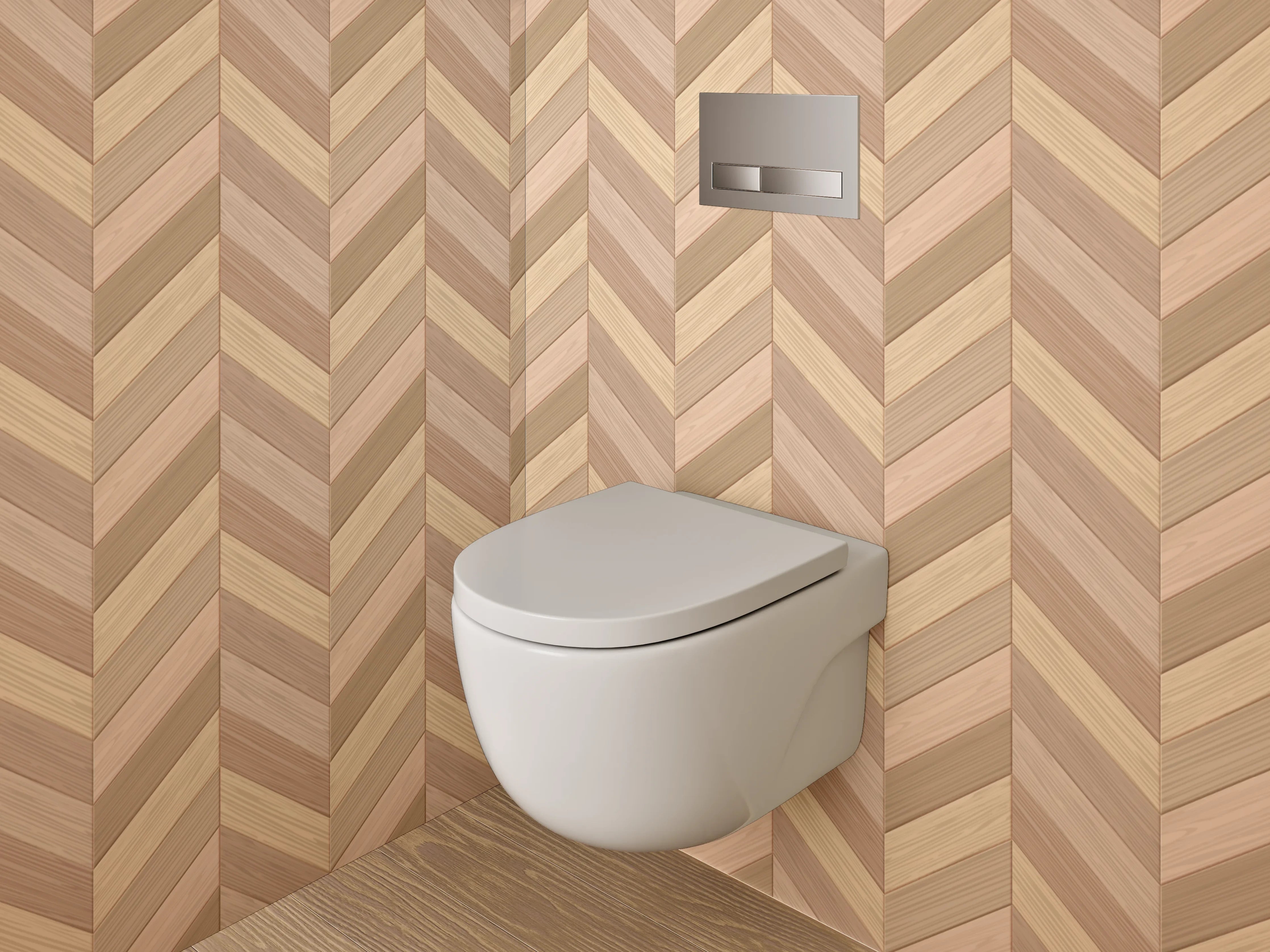 WC-Rückwand - Holz Fischgrät Muster Braun Beige
