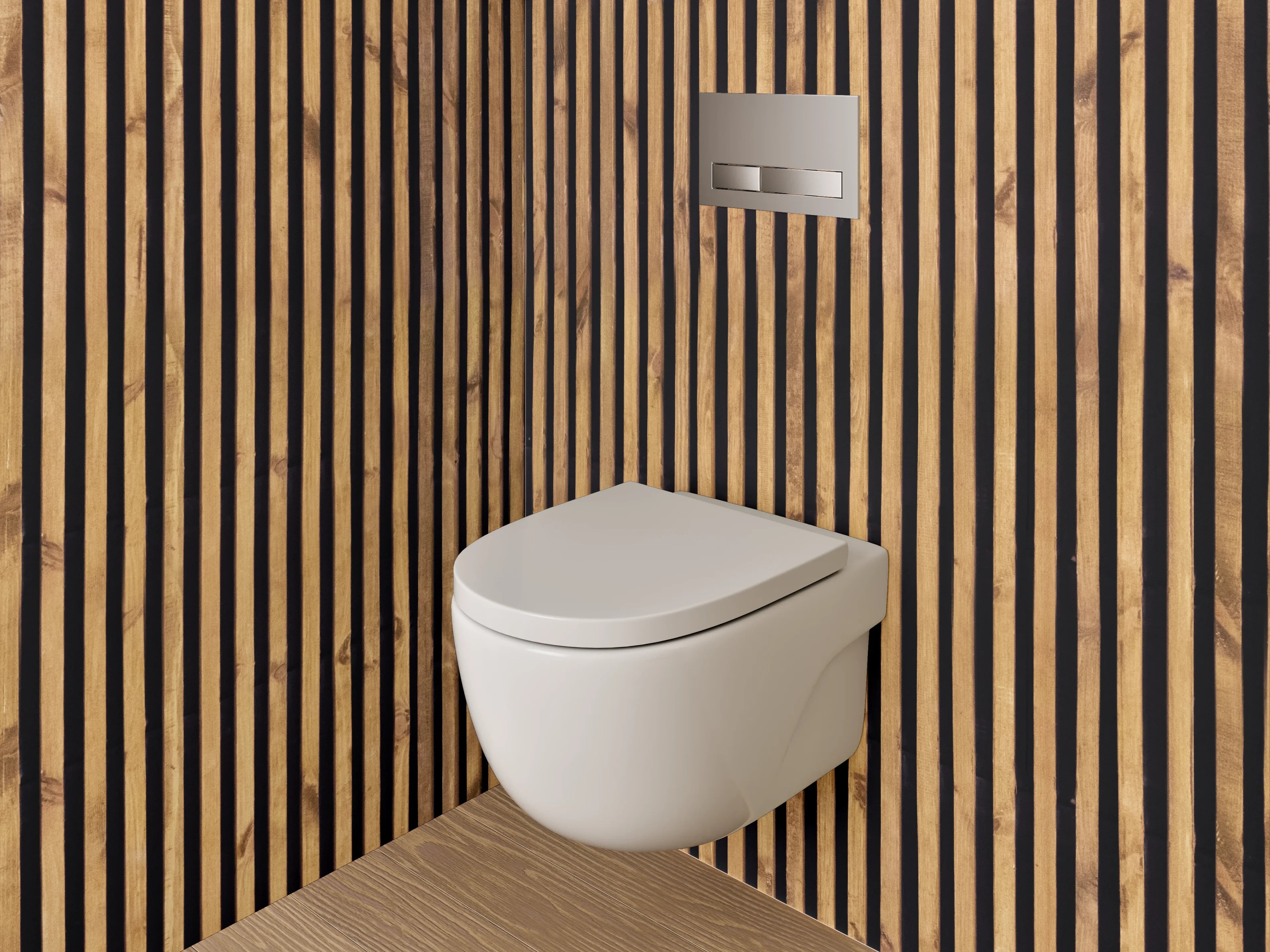 WC-Rückwand - Holz-Lamellen Muster Braun Schwarz