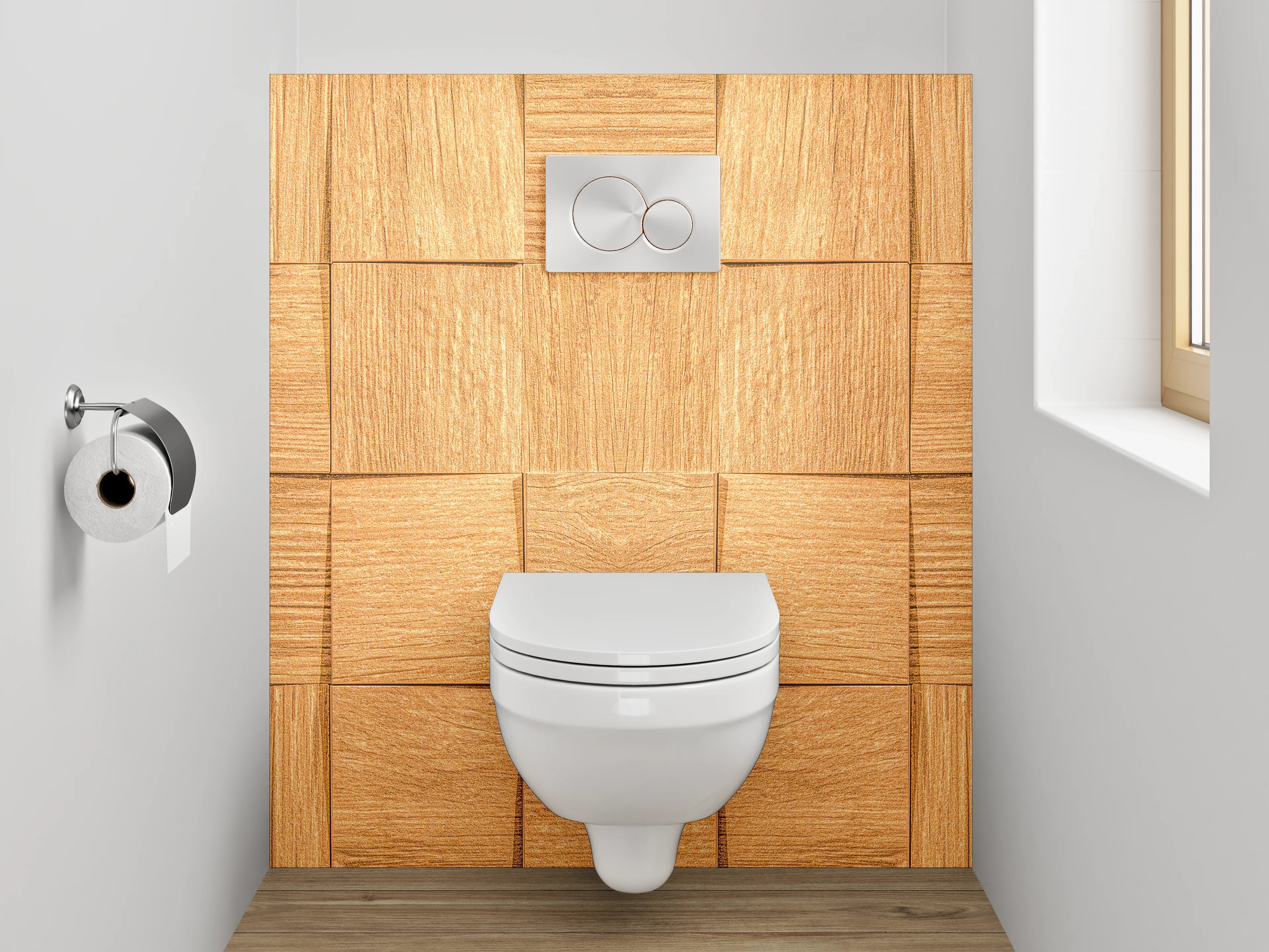 WC-Rückwand - Holz Mosaikstruktur Wanddekor