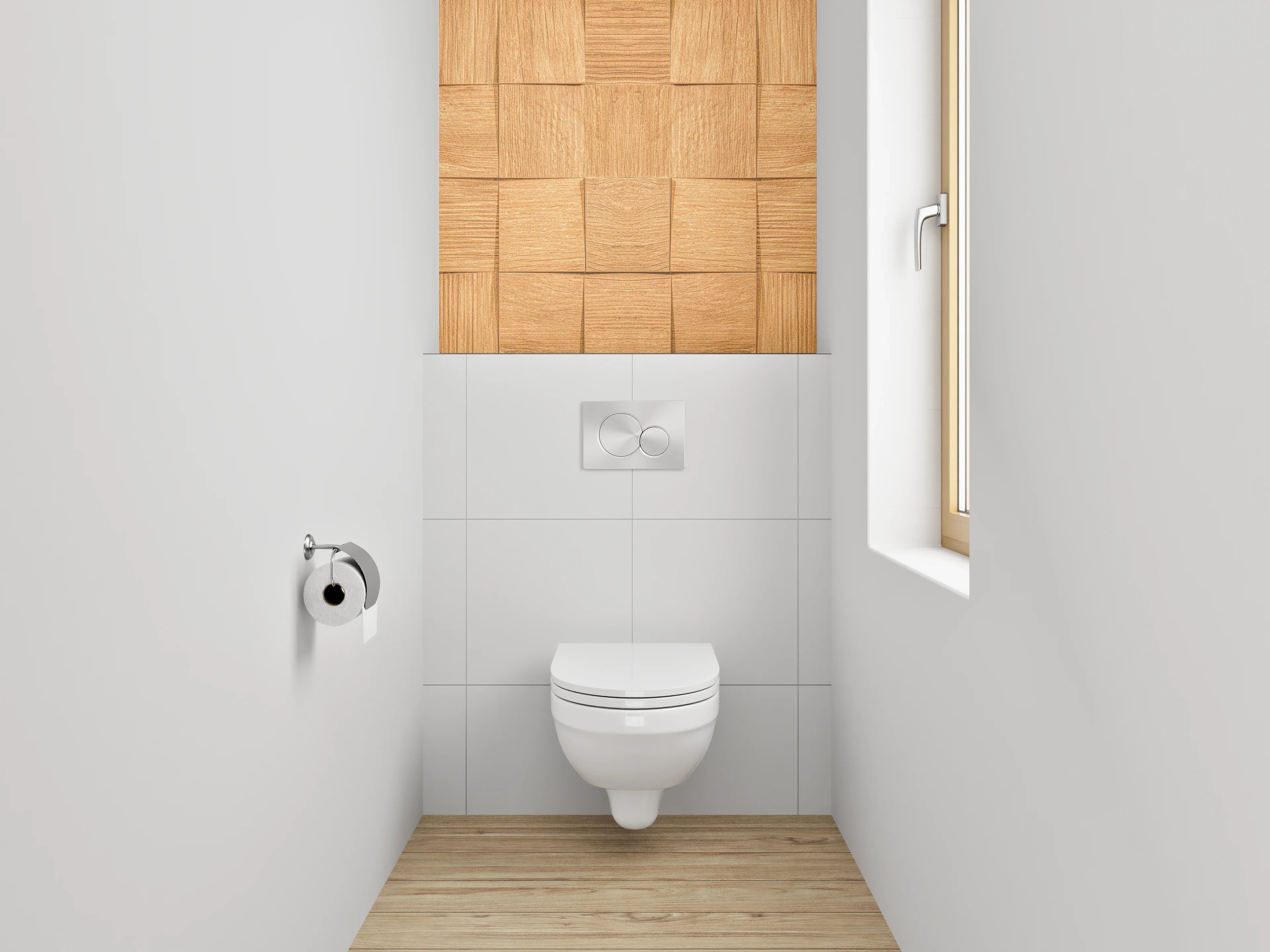 WC-Rückwand - Holz Mosaikstruktur Wanddekor