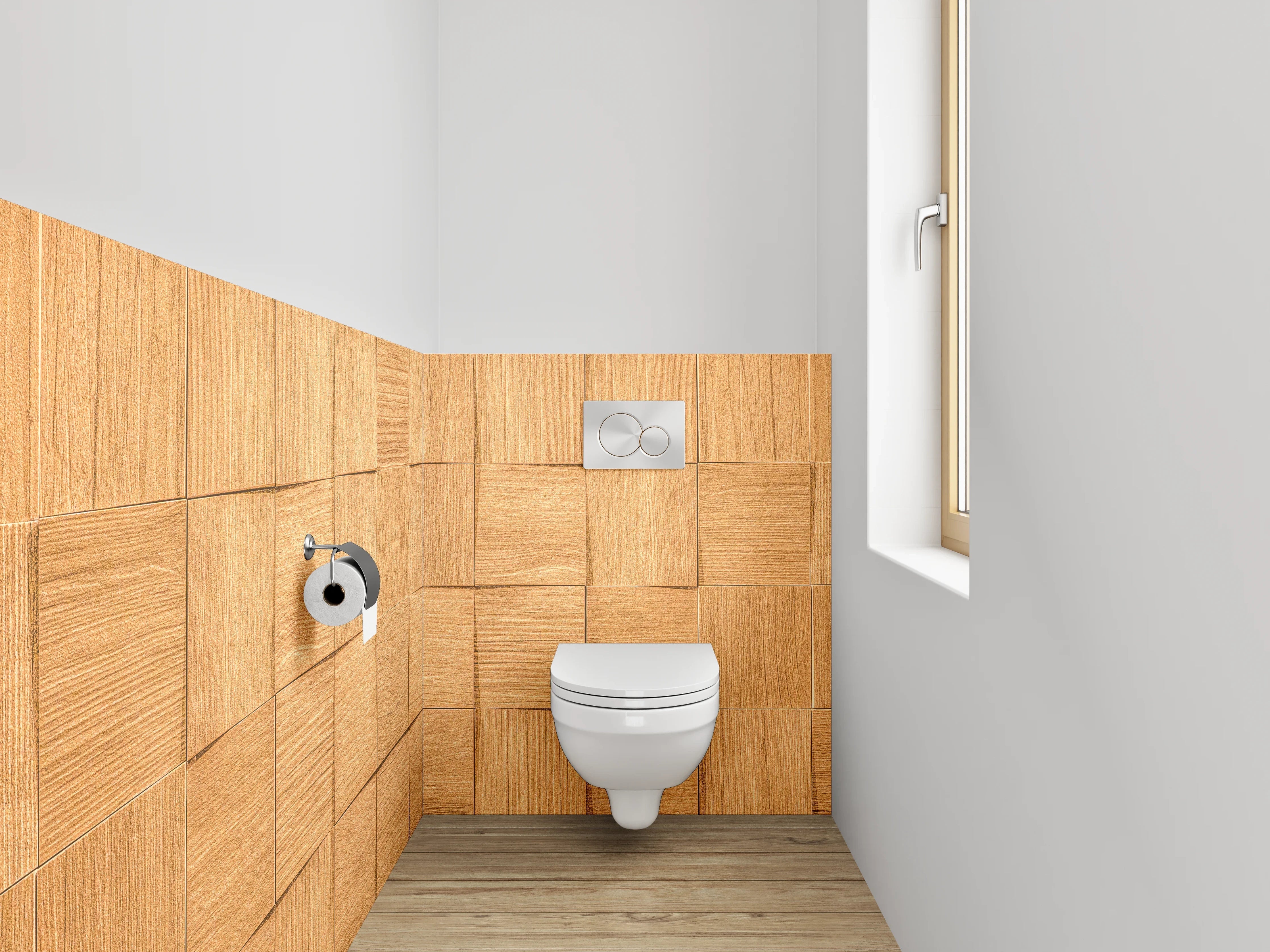 WC-Rückwand - Holz Mosaikstruktur Wanddekor