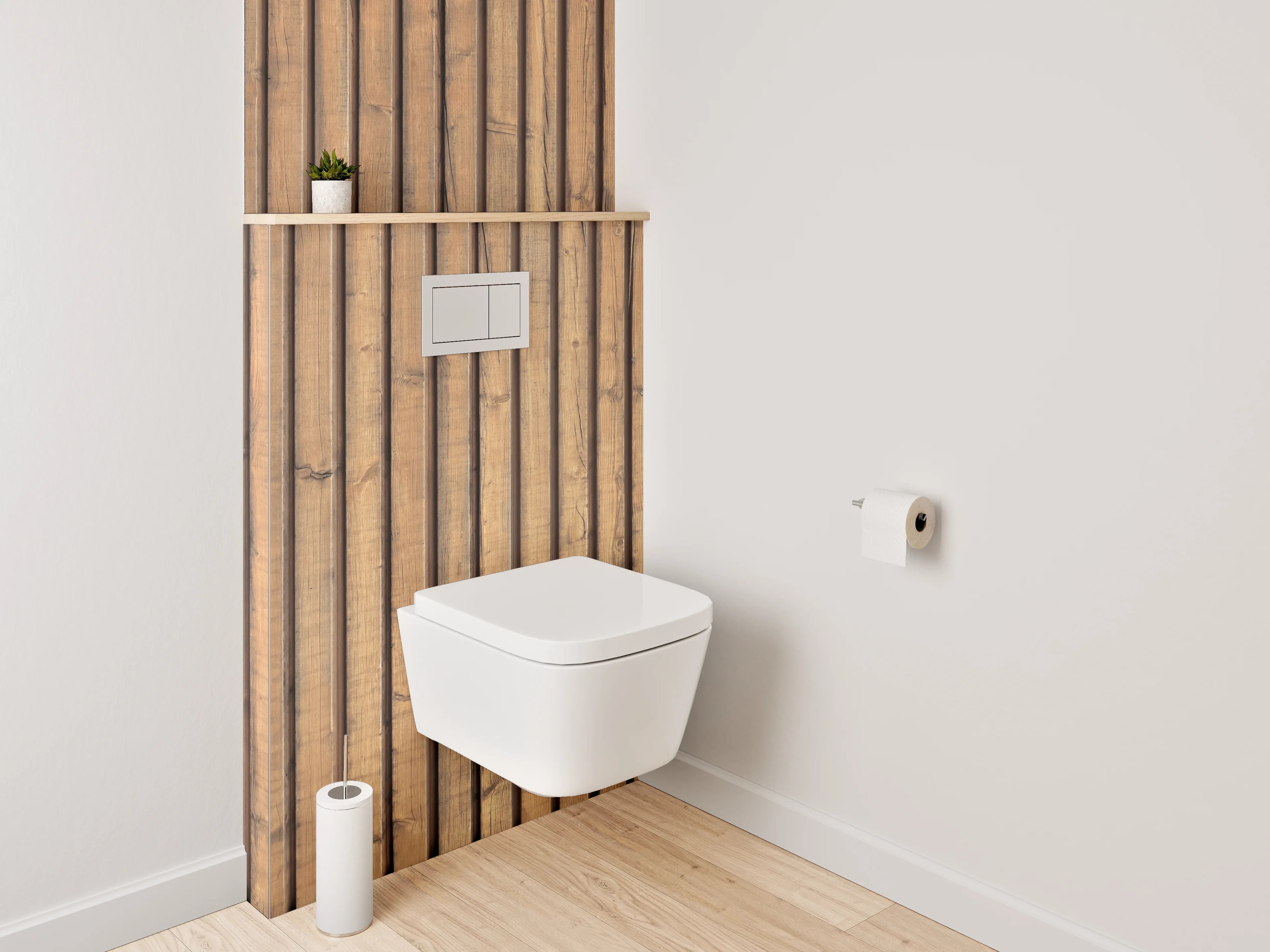 WC-Rückwand - Holzdekor mit parallelen Linien