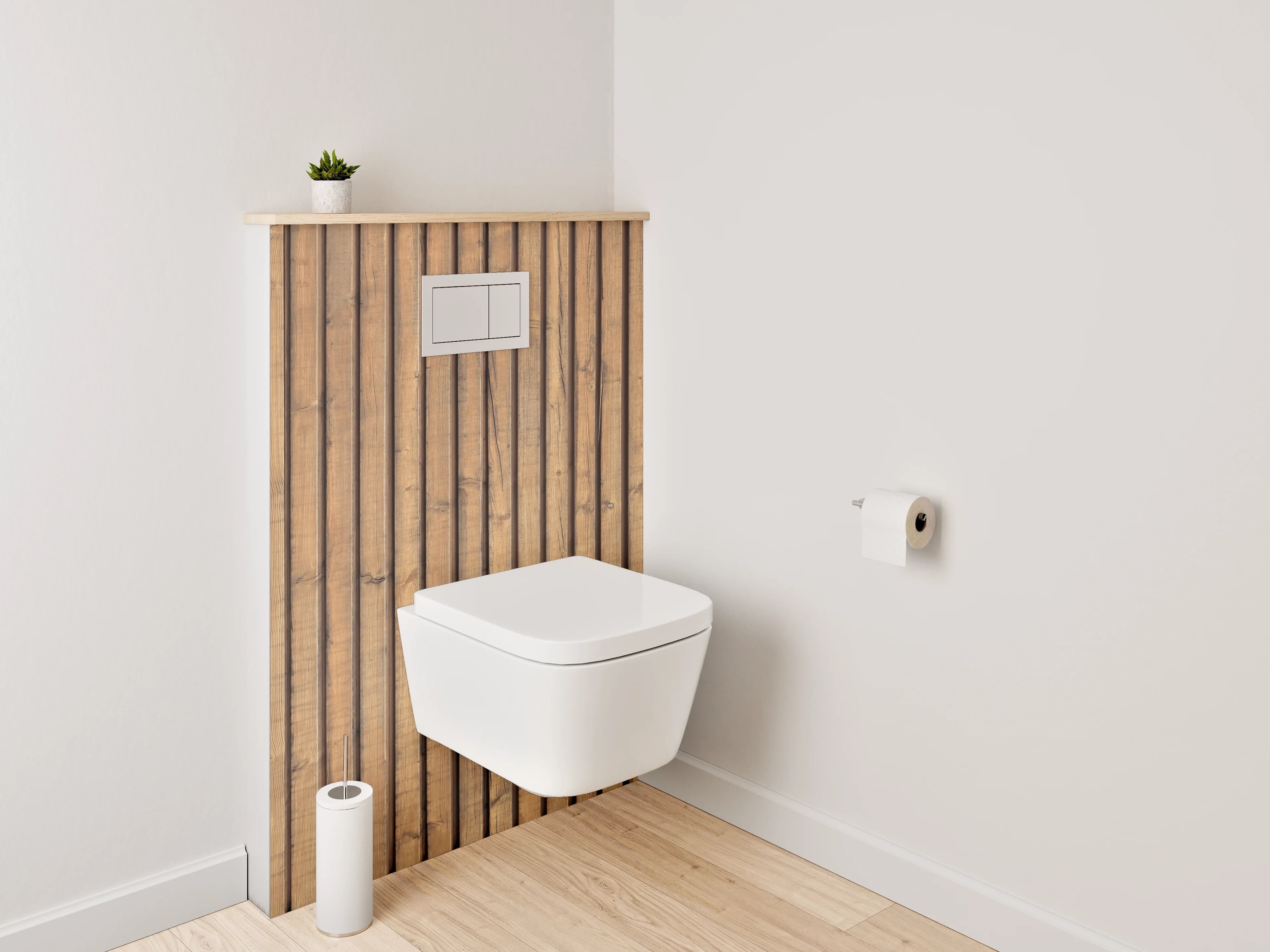 WC-Rückwand - Holzdekor mit parallelen Linien