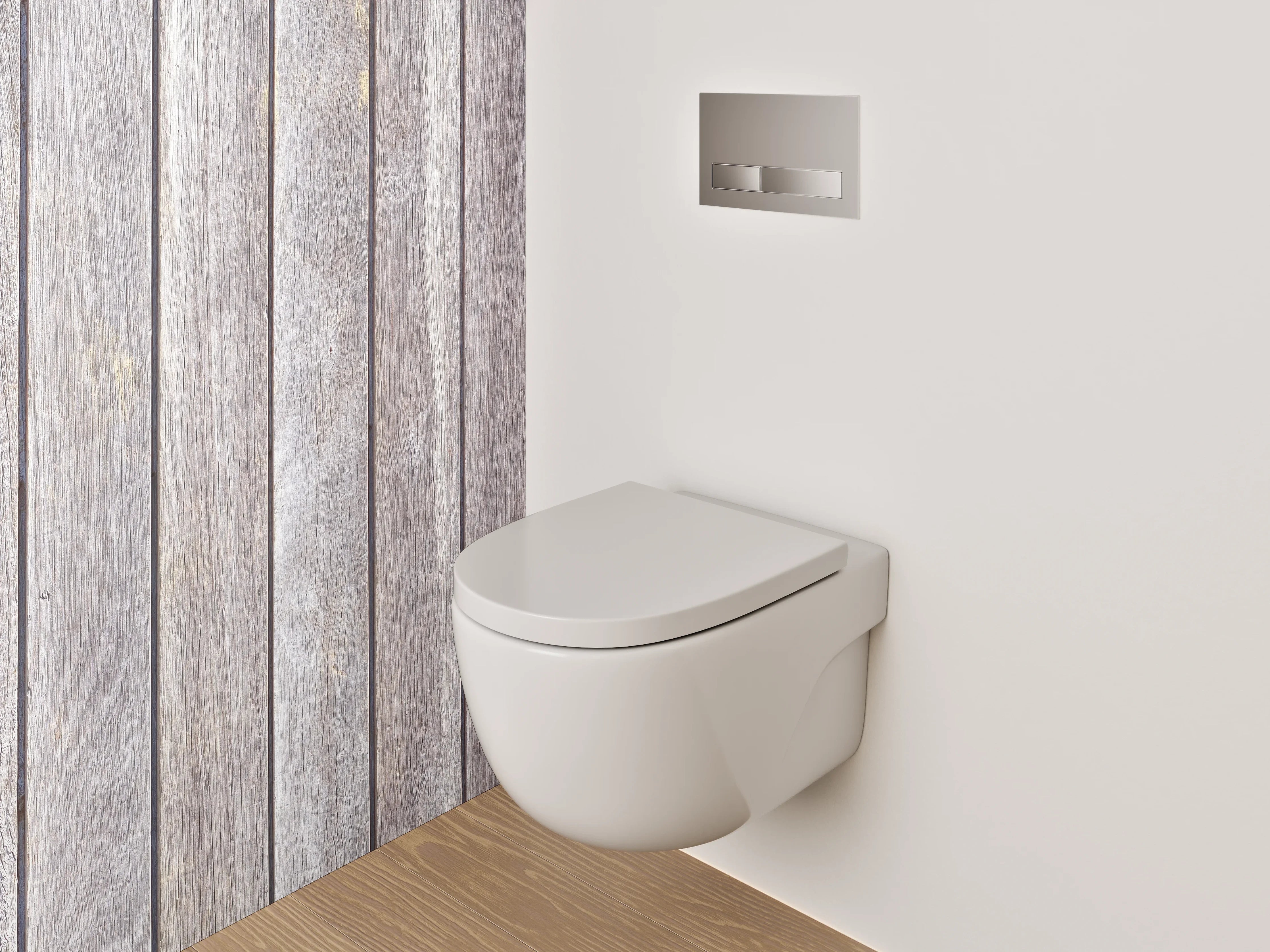WC-Rückwand - Holzlatten Weiß Grau Modern