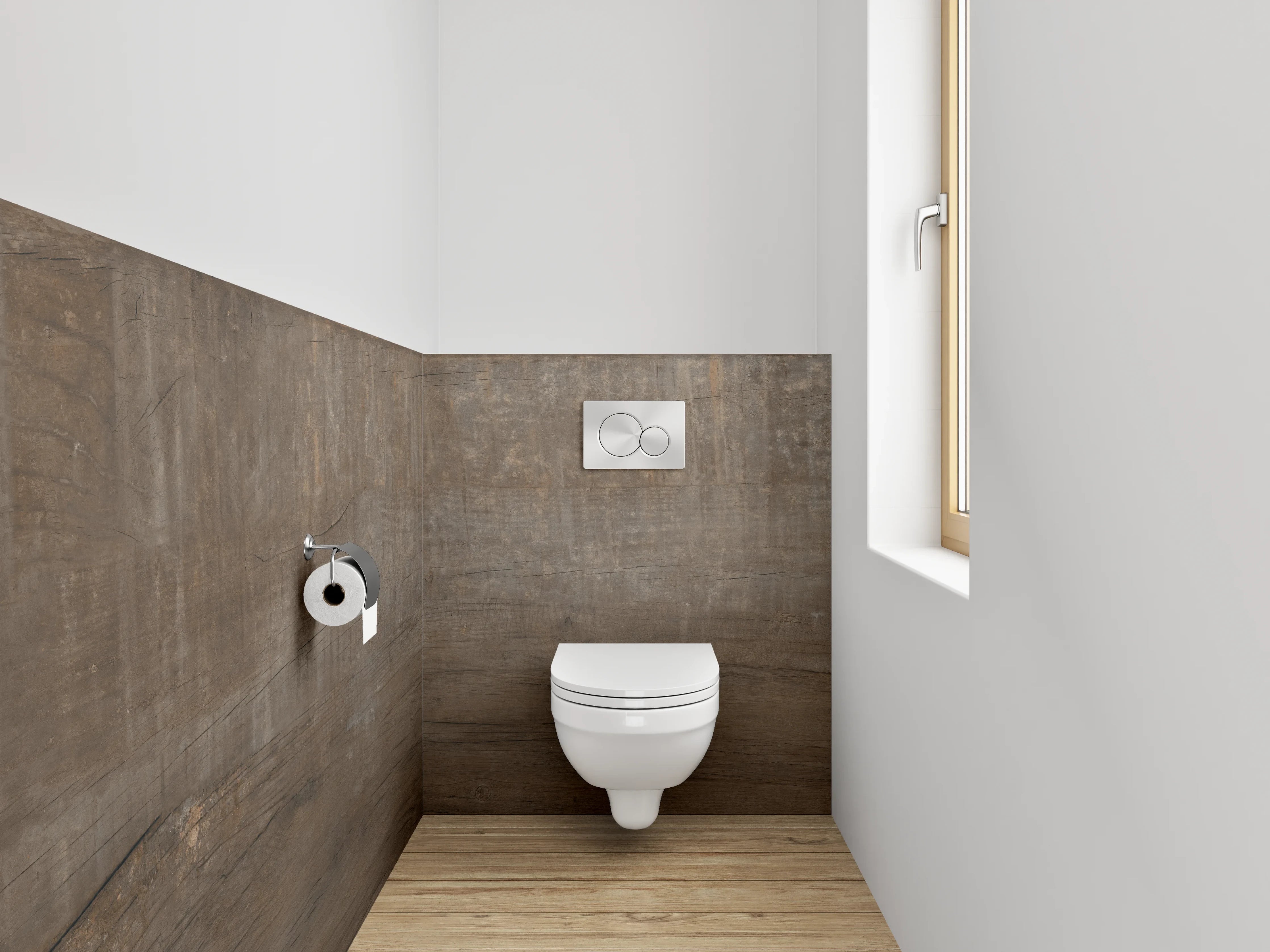 WC-Rückwand - Holzoptik Braun Fliesen