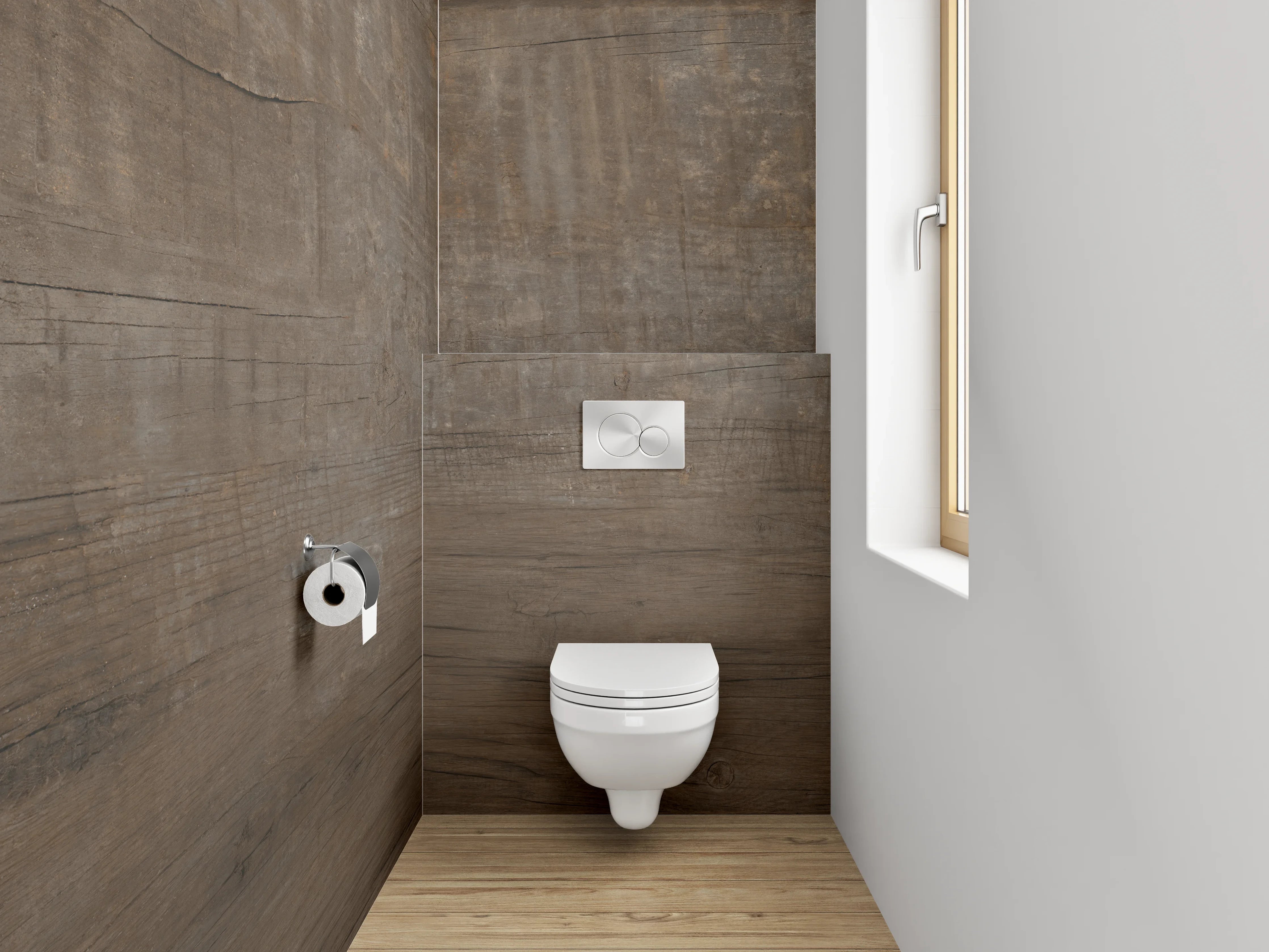 WC-Rückwand - Holzoptik Braun Fliesen