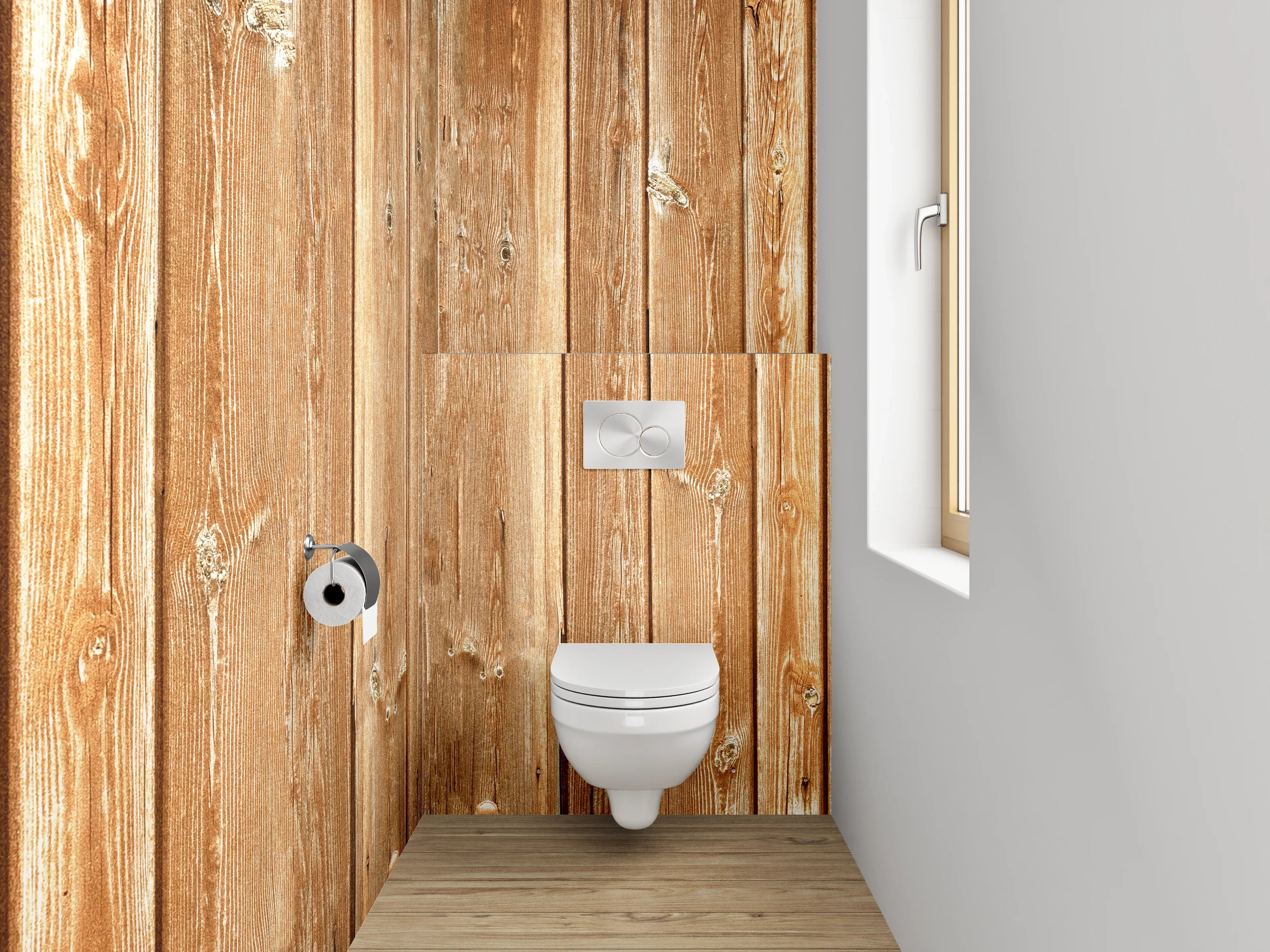 WC-Rückwand - Holzoptik Braun Vertikale Paneele
