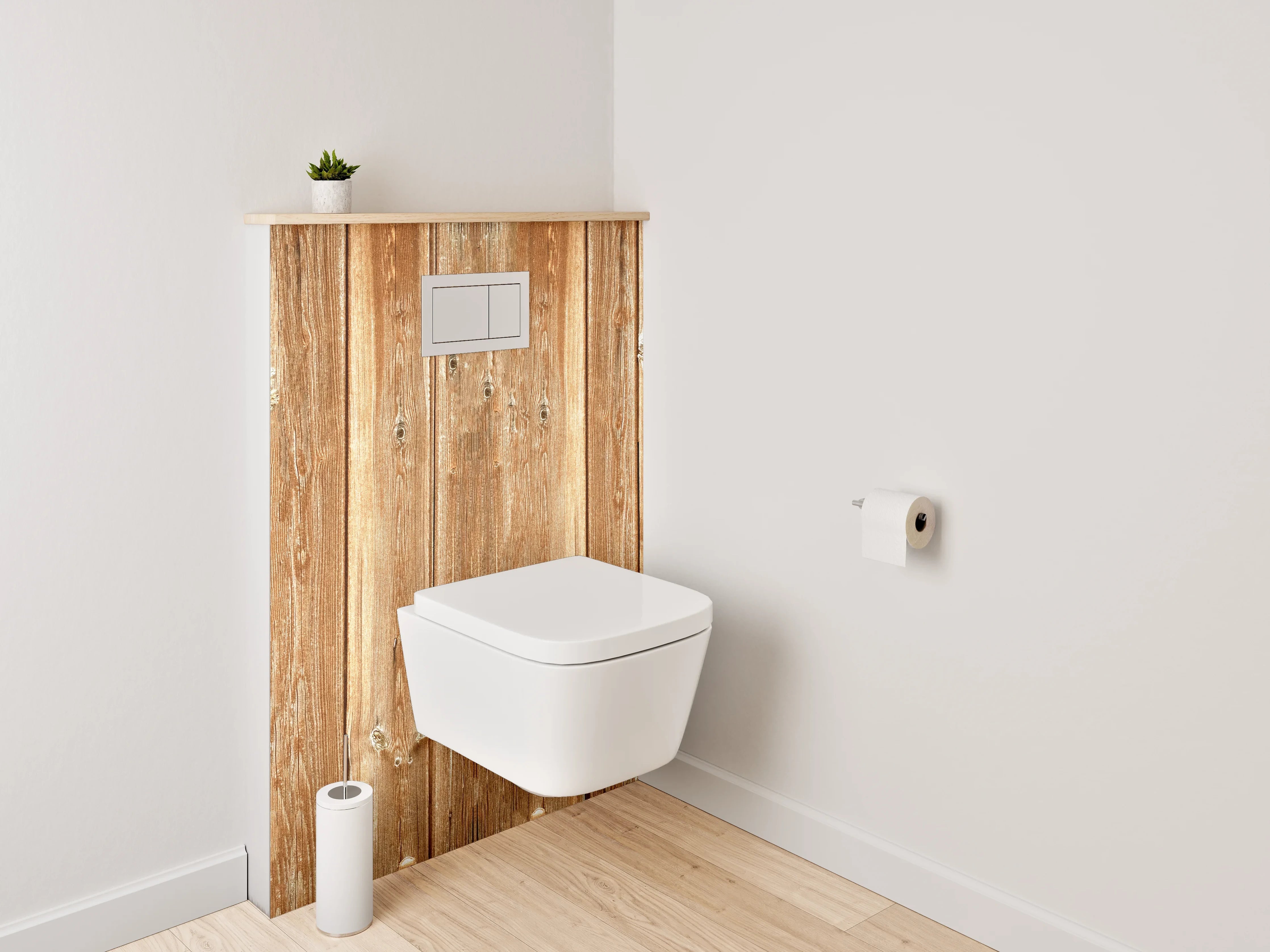 WC-Rückwand - Holzoptik Braun Vertikale Paneele