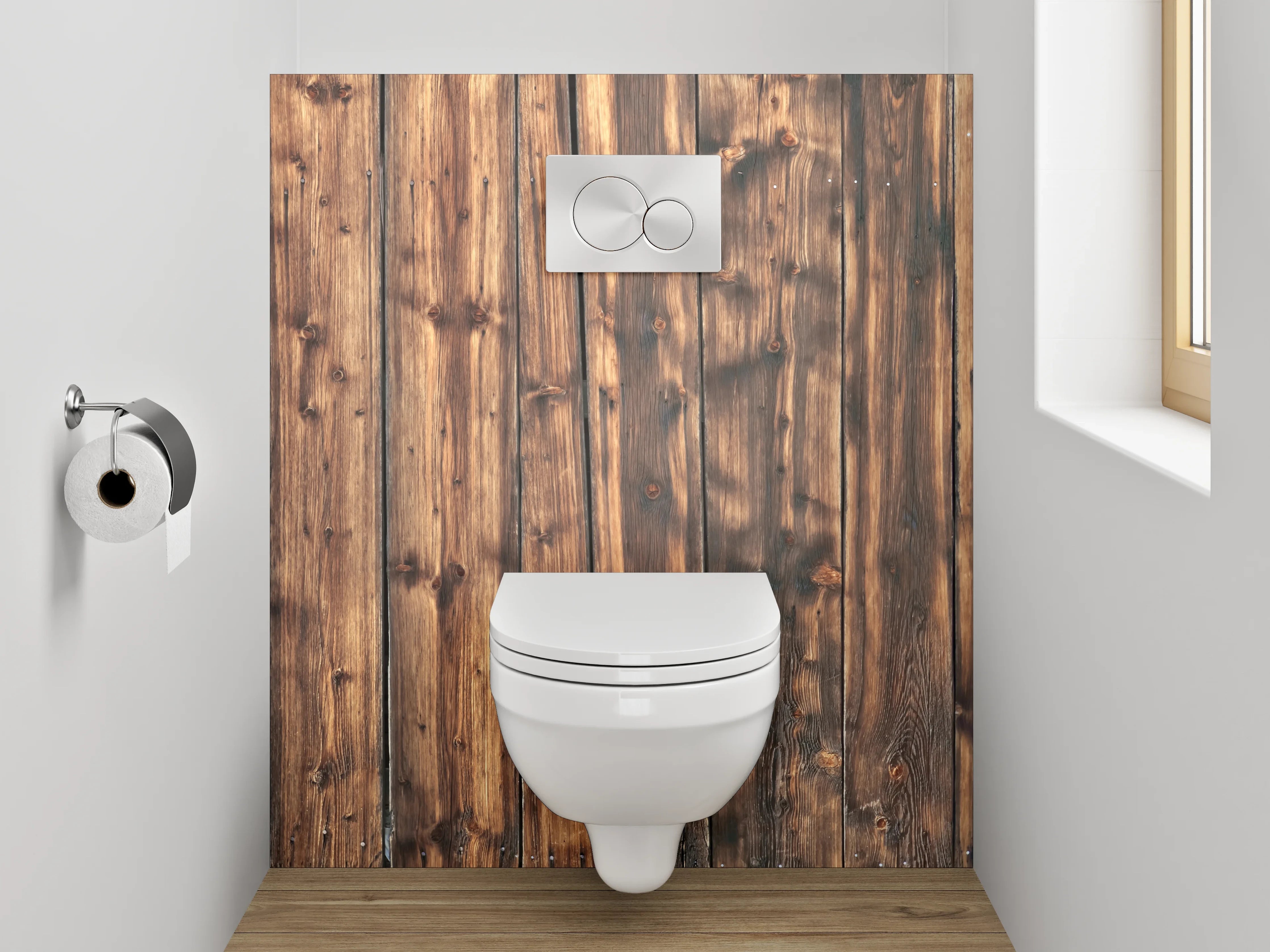 WC-Rückwand - Holzoptik-Design braun rustikal