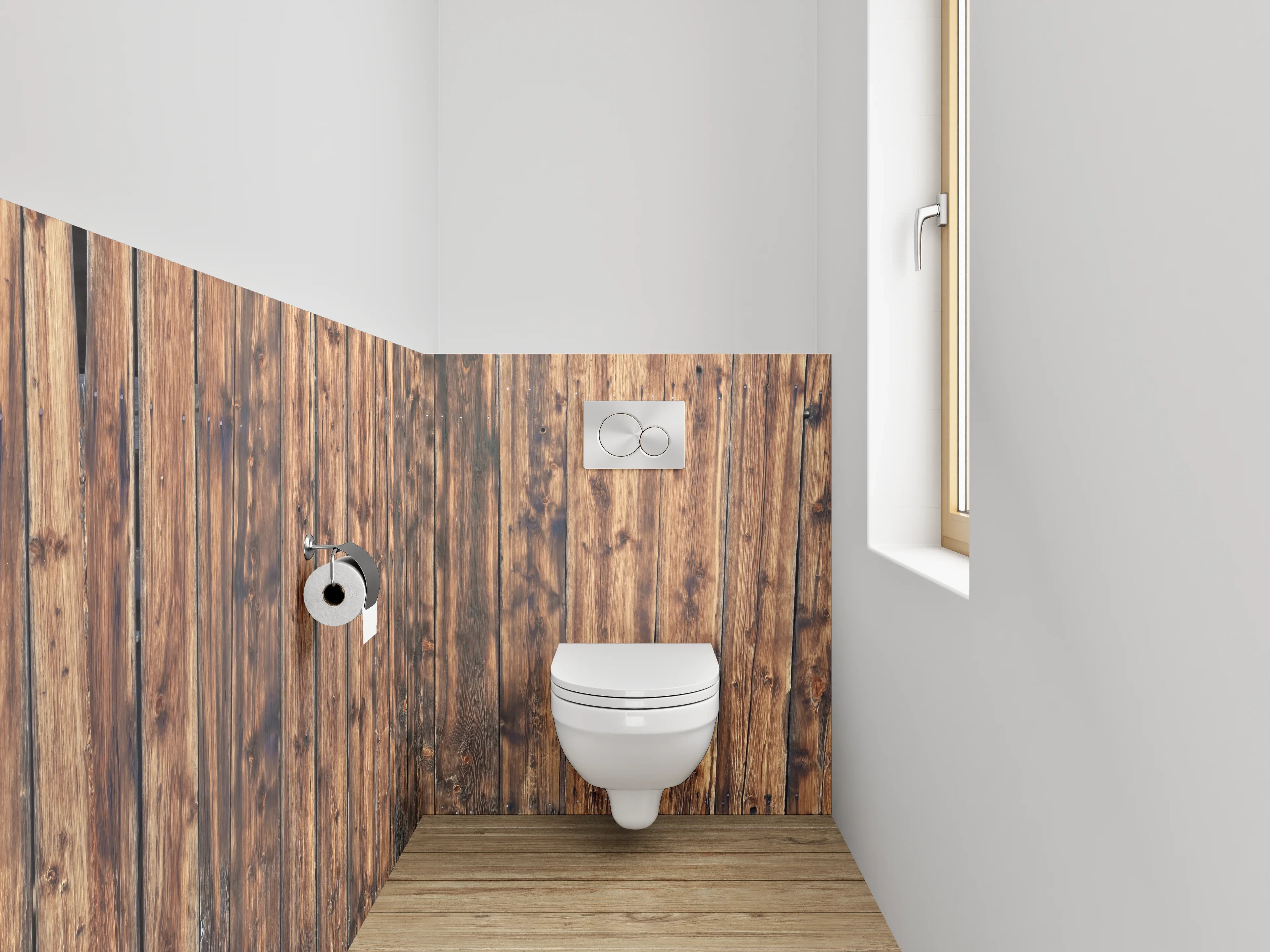 WC-Rückwand - Holzoptik-Design braun rustikal