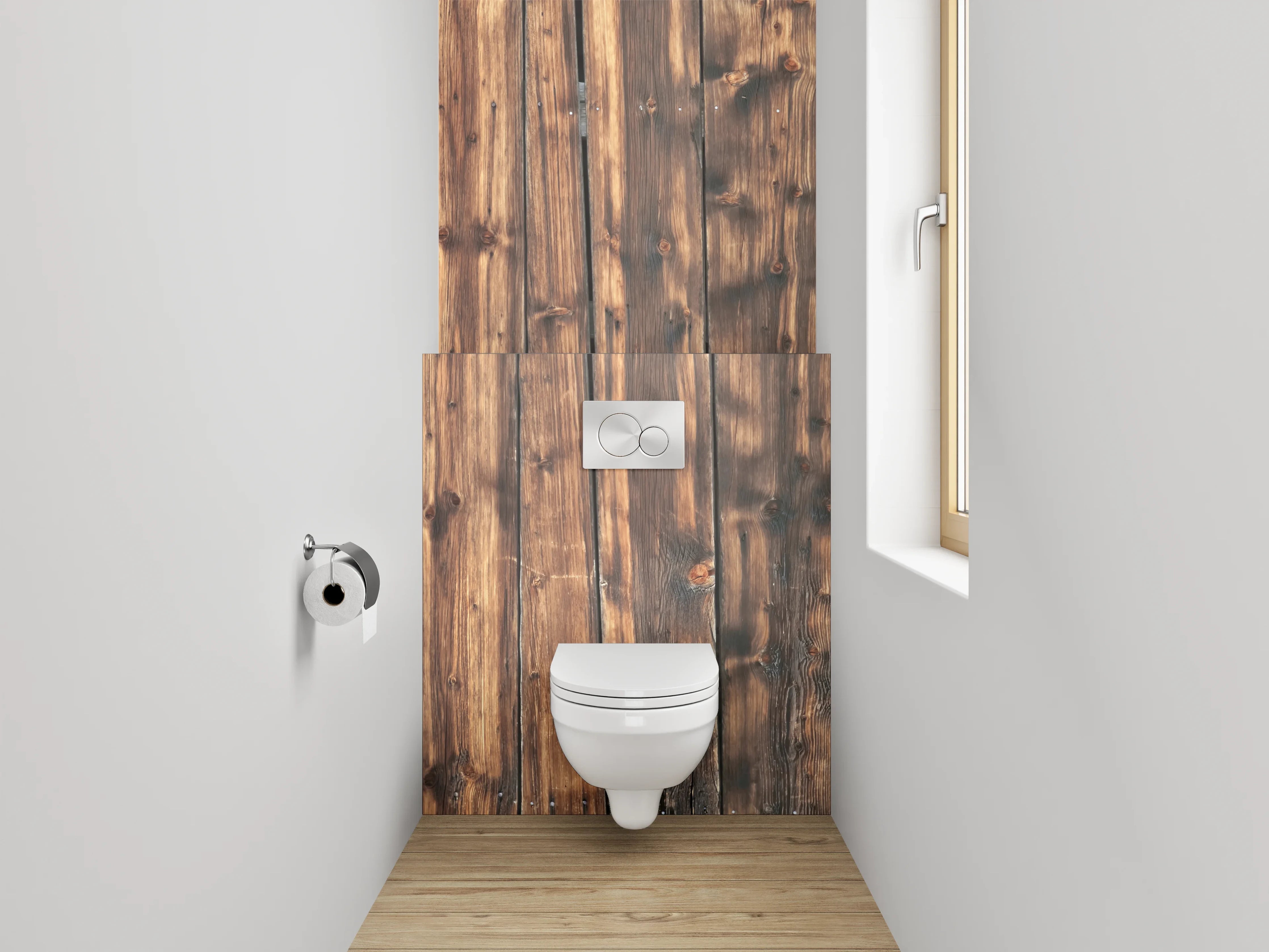 WC-Rückwand - Holzoptik-Design braun rustikal