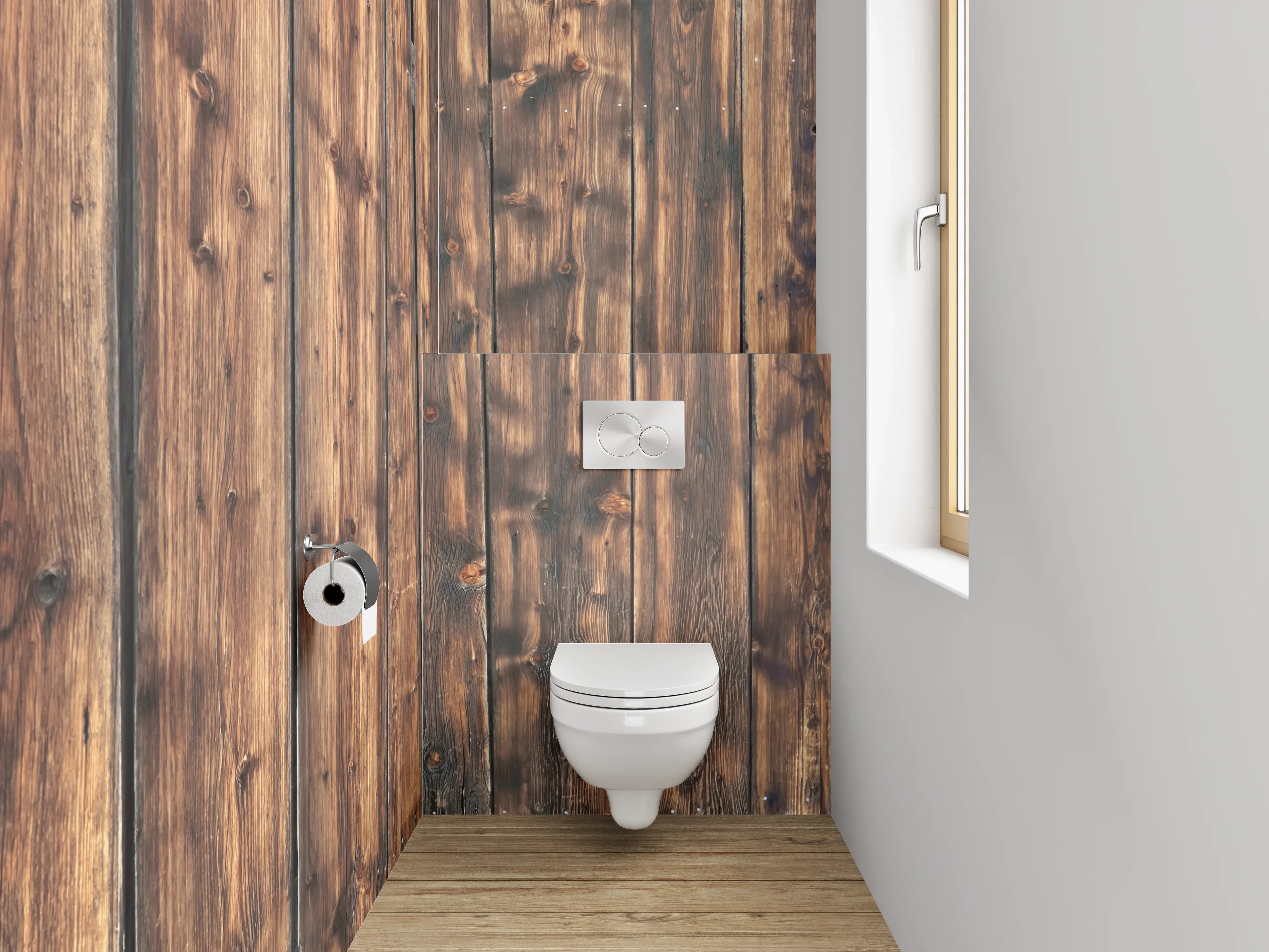 WC-Rückwand - Holzoptik-Design braun rustikal
