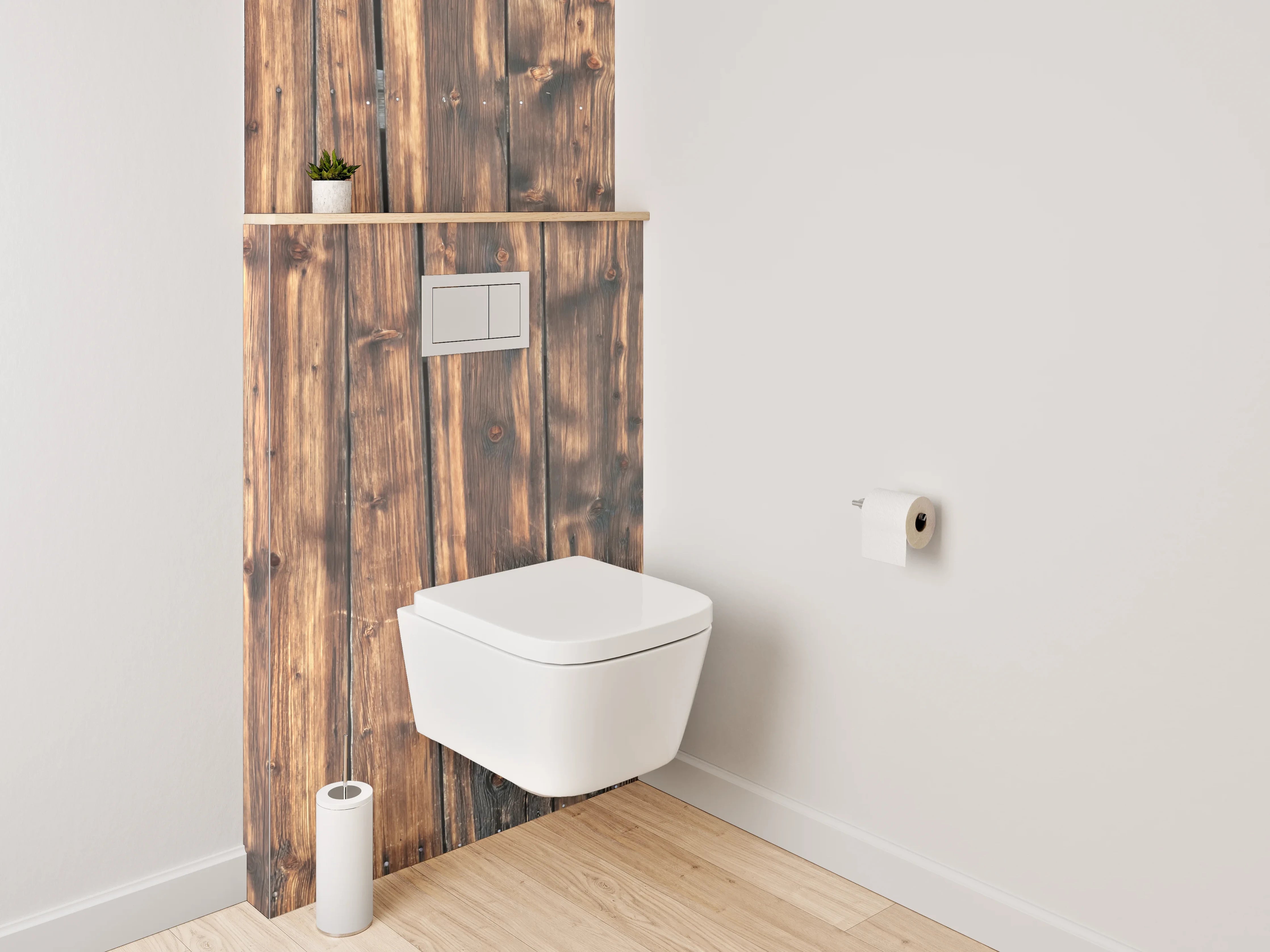 WC-Rückwand - Holzoptik-Design braun rustikal