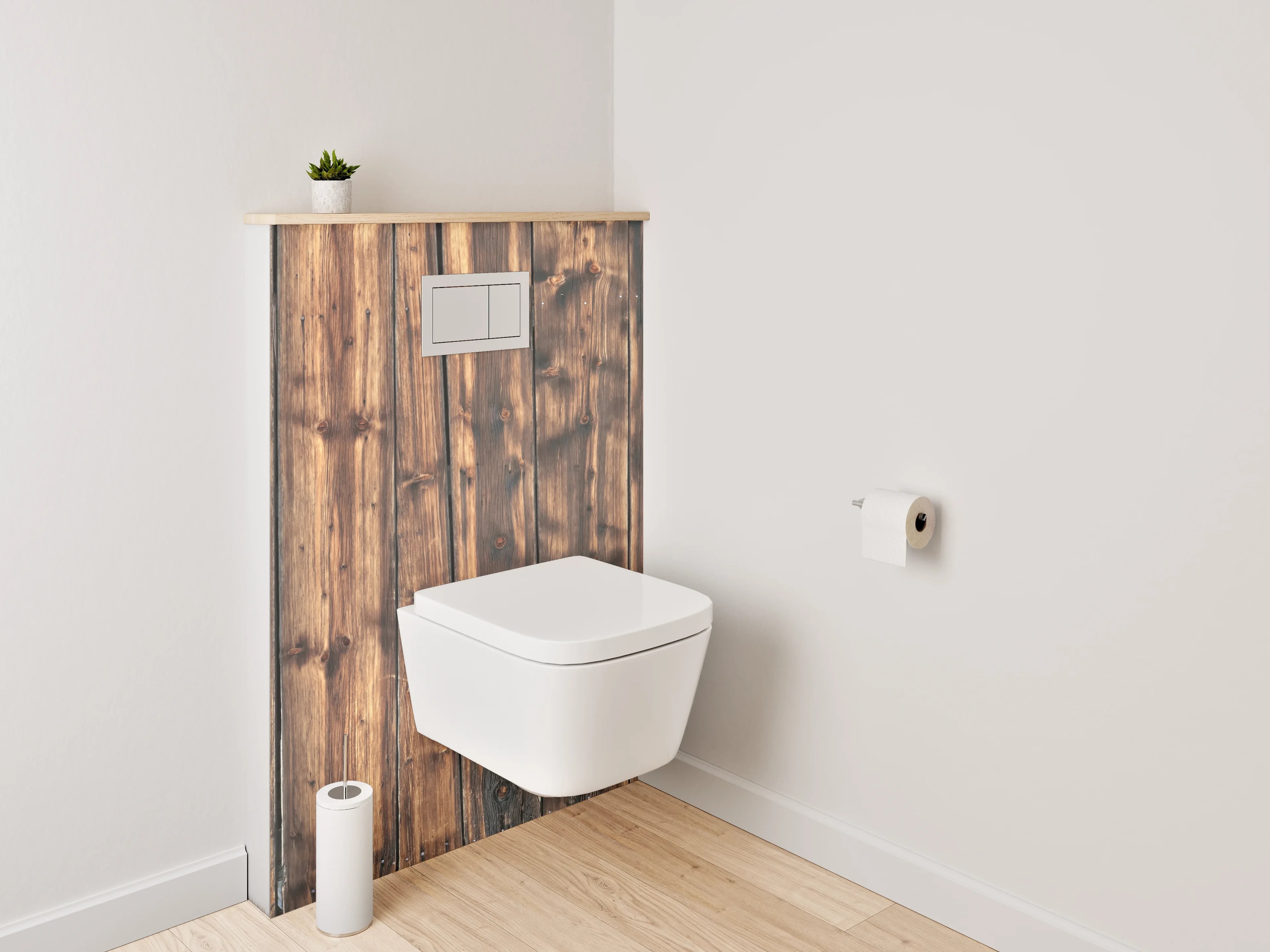 WC-Rückwand - Holzoptik-Design braun rustikal