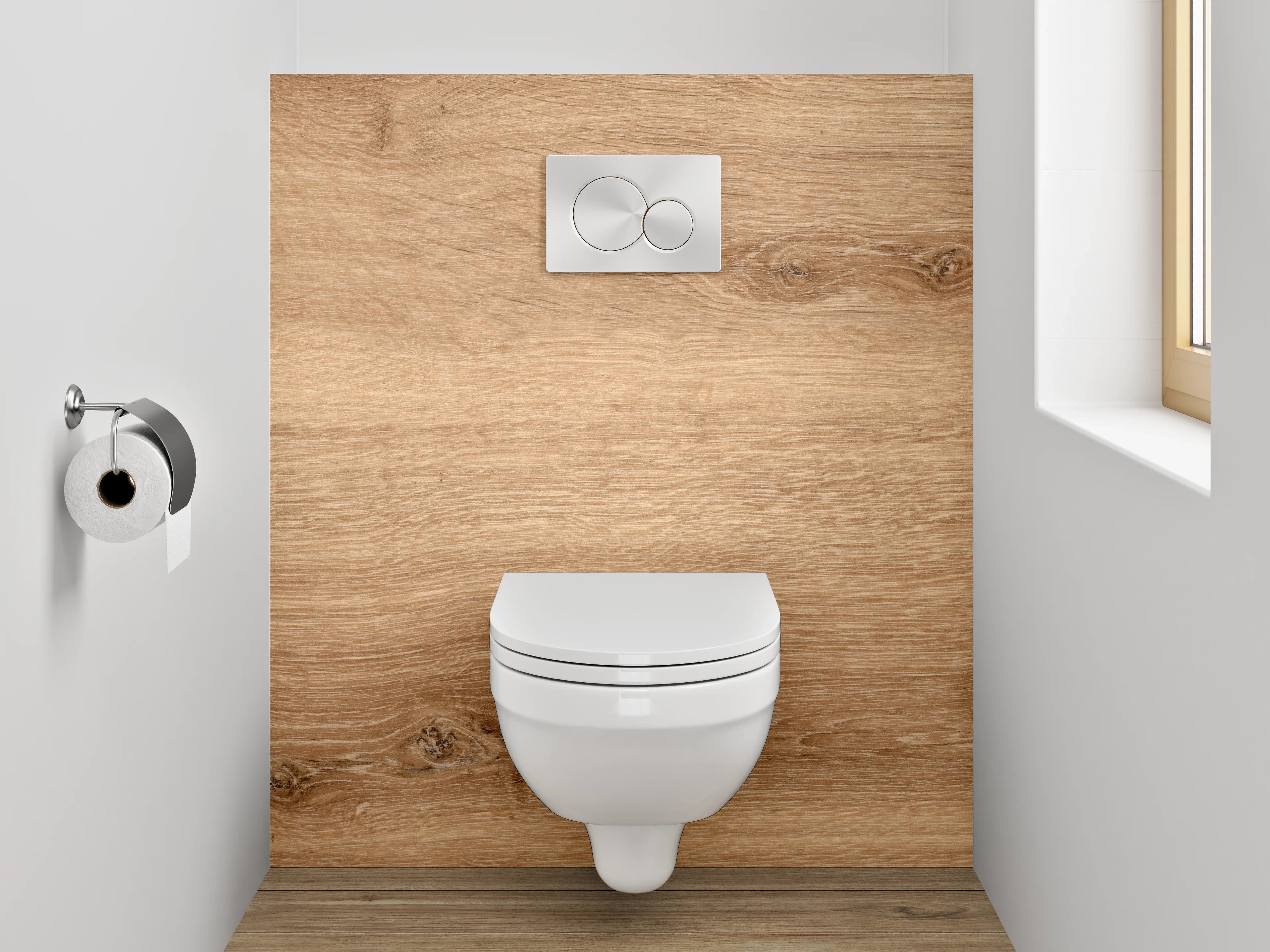 WC-Rückwand - Holzoptik Eiche natürlich