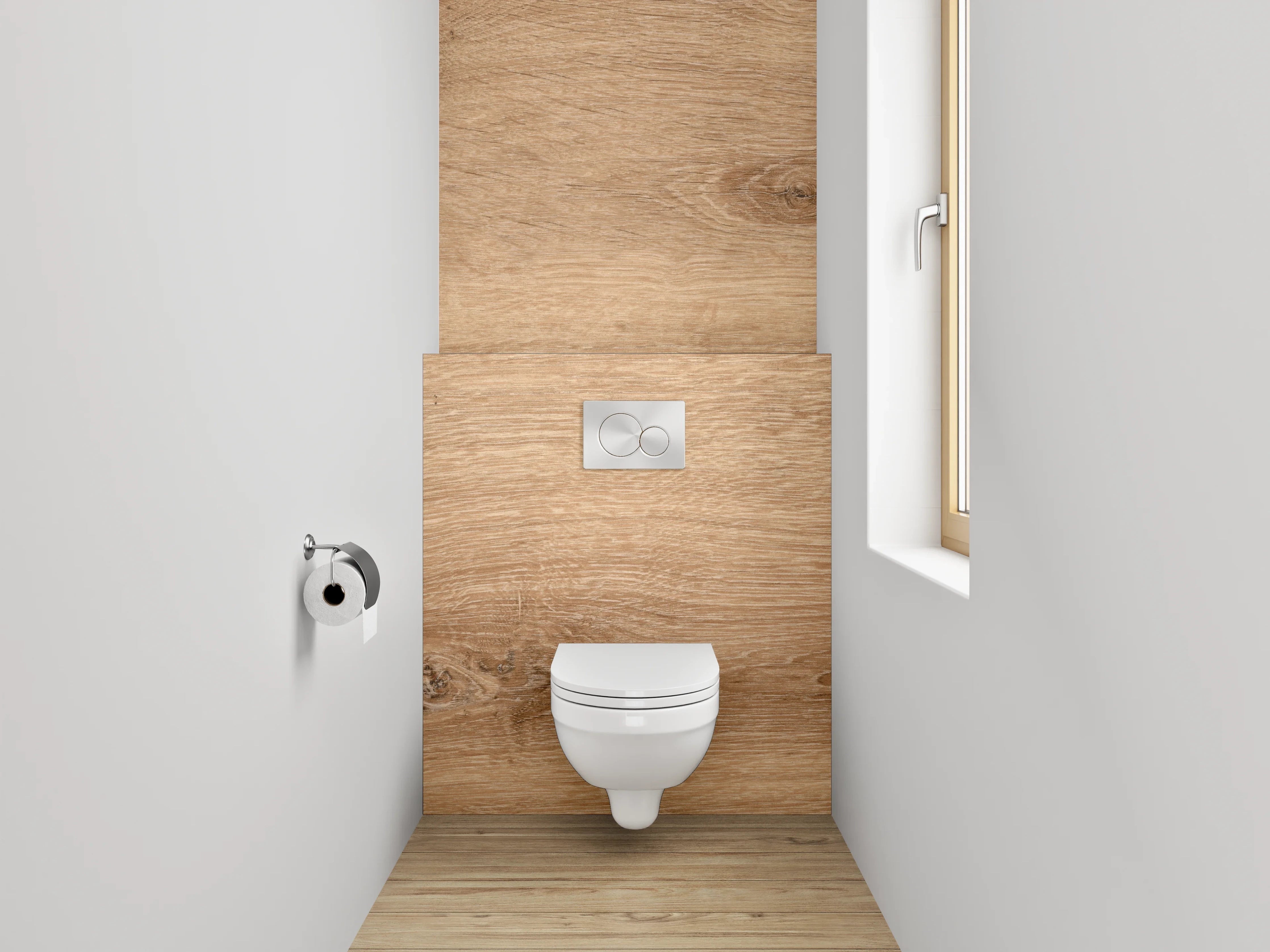 WC-Rückwand - Holzoptik Eiche natürlich