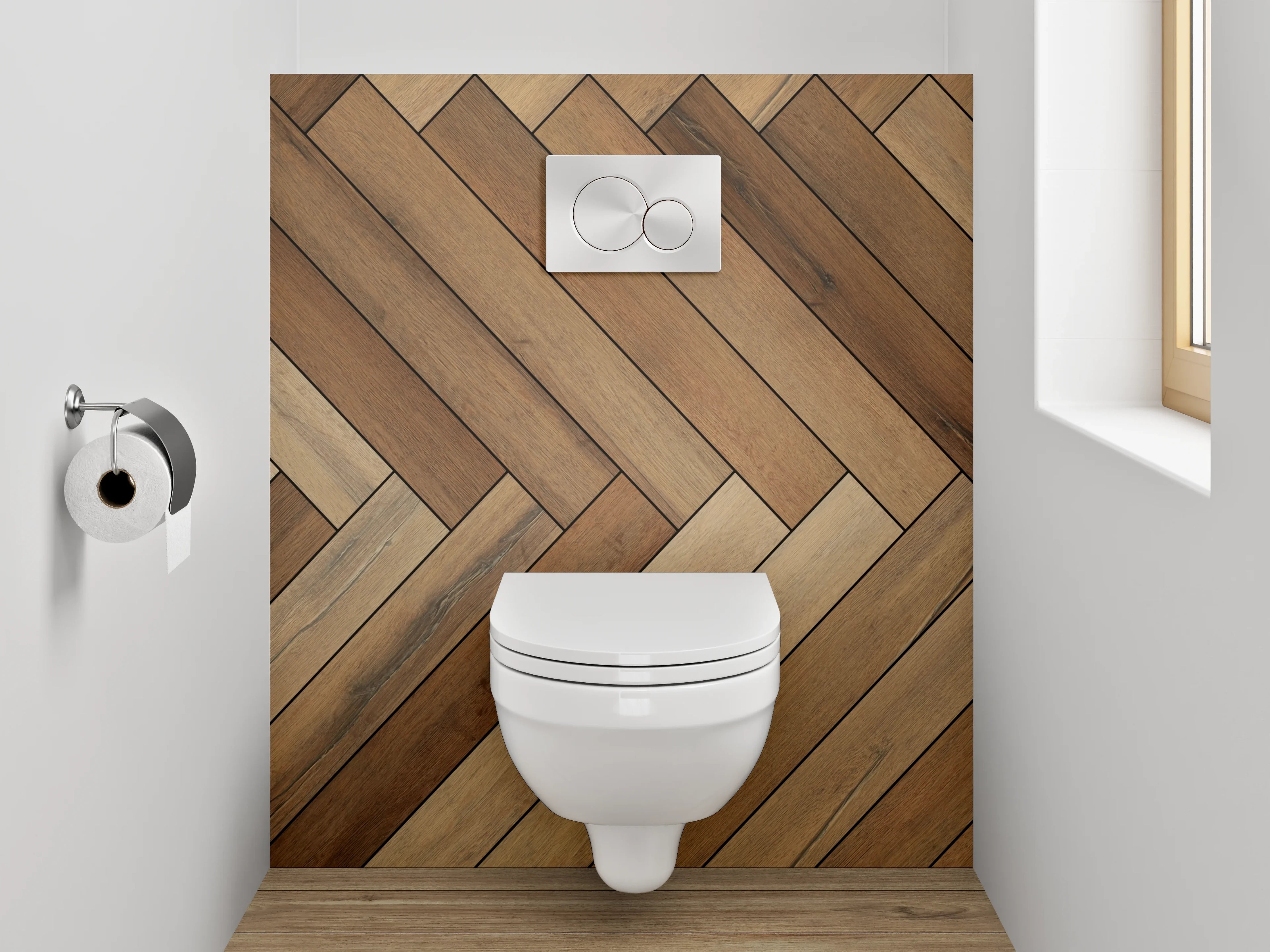 WC-Rückwand - Holzoptik Fischgrät Muster