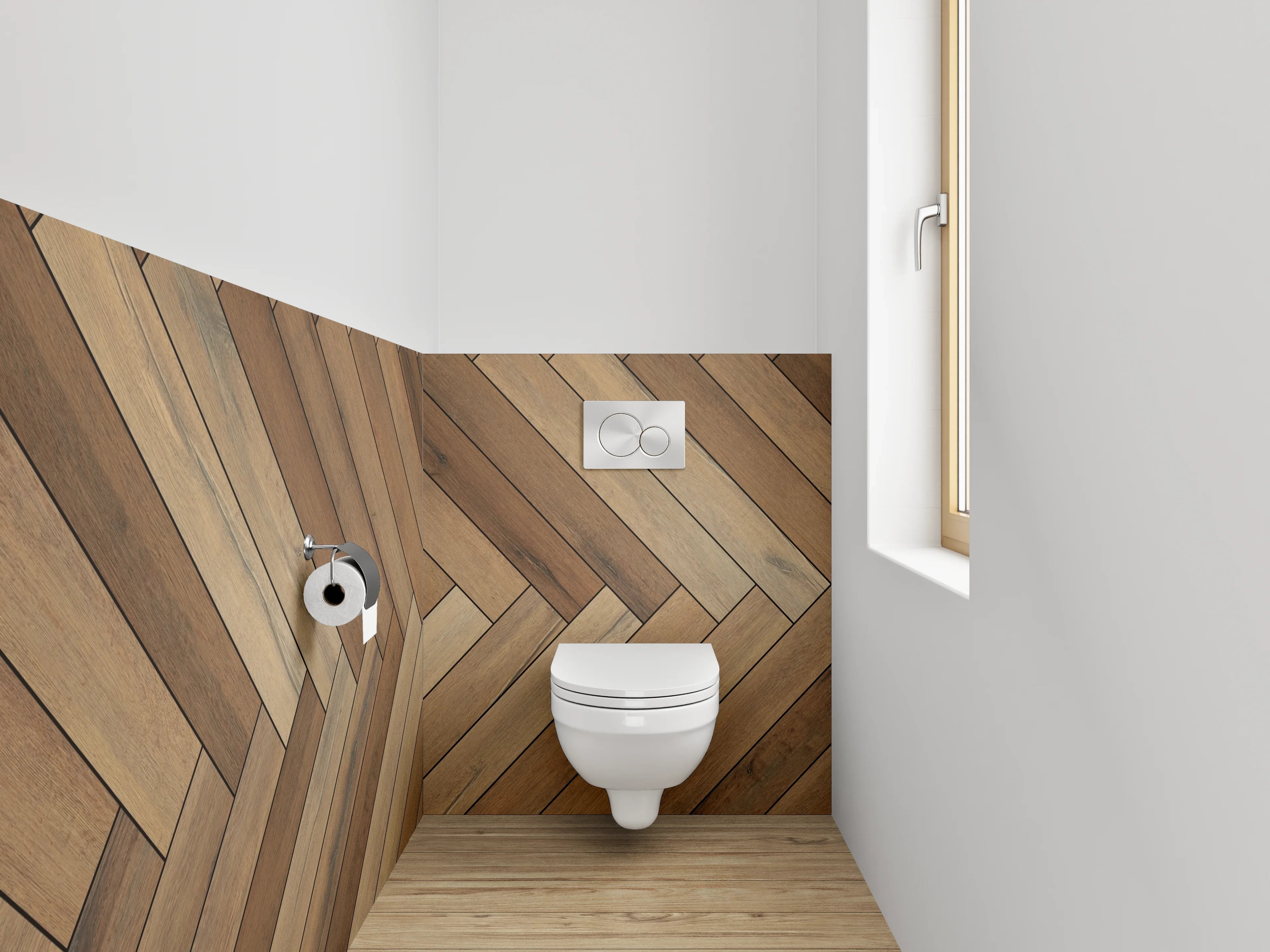 WC-Rückwand - Holzoptik Fischgrät Muster
