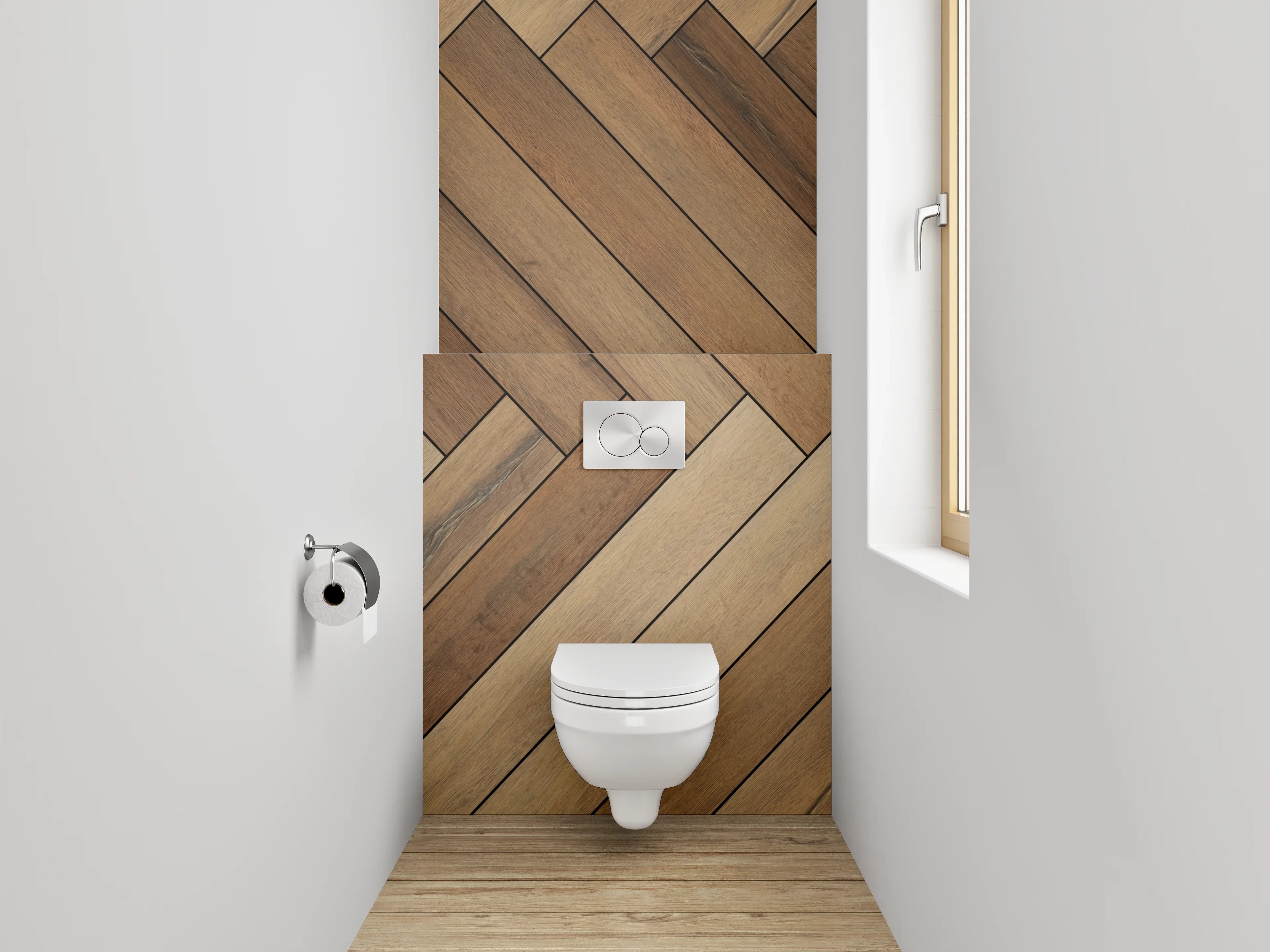WC-Rückwand - Holzoptik Fischgrät Muster