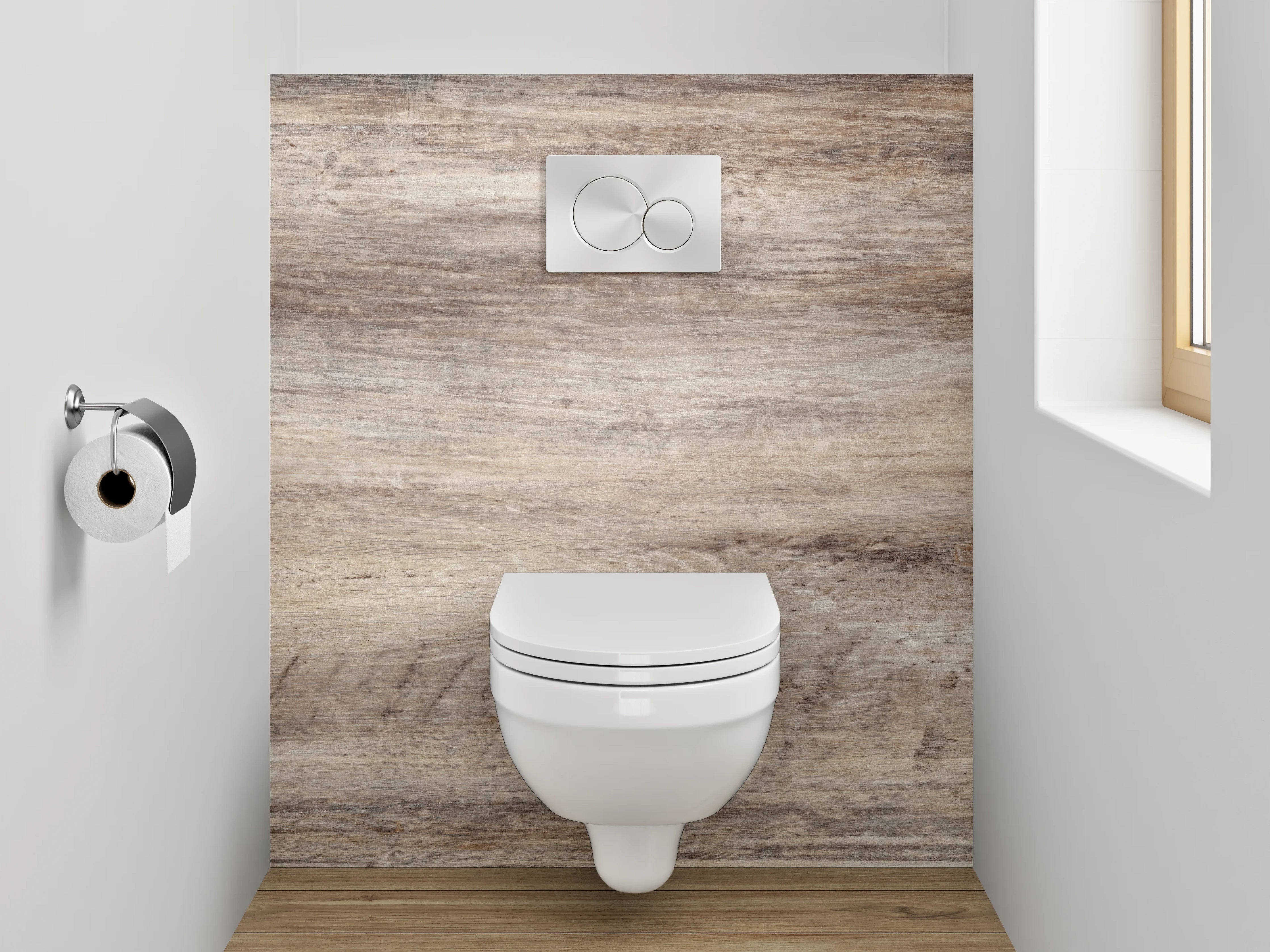 WC-Rückwand - Holzoptik Fliese Beige Grau Braun