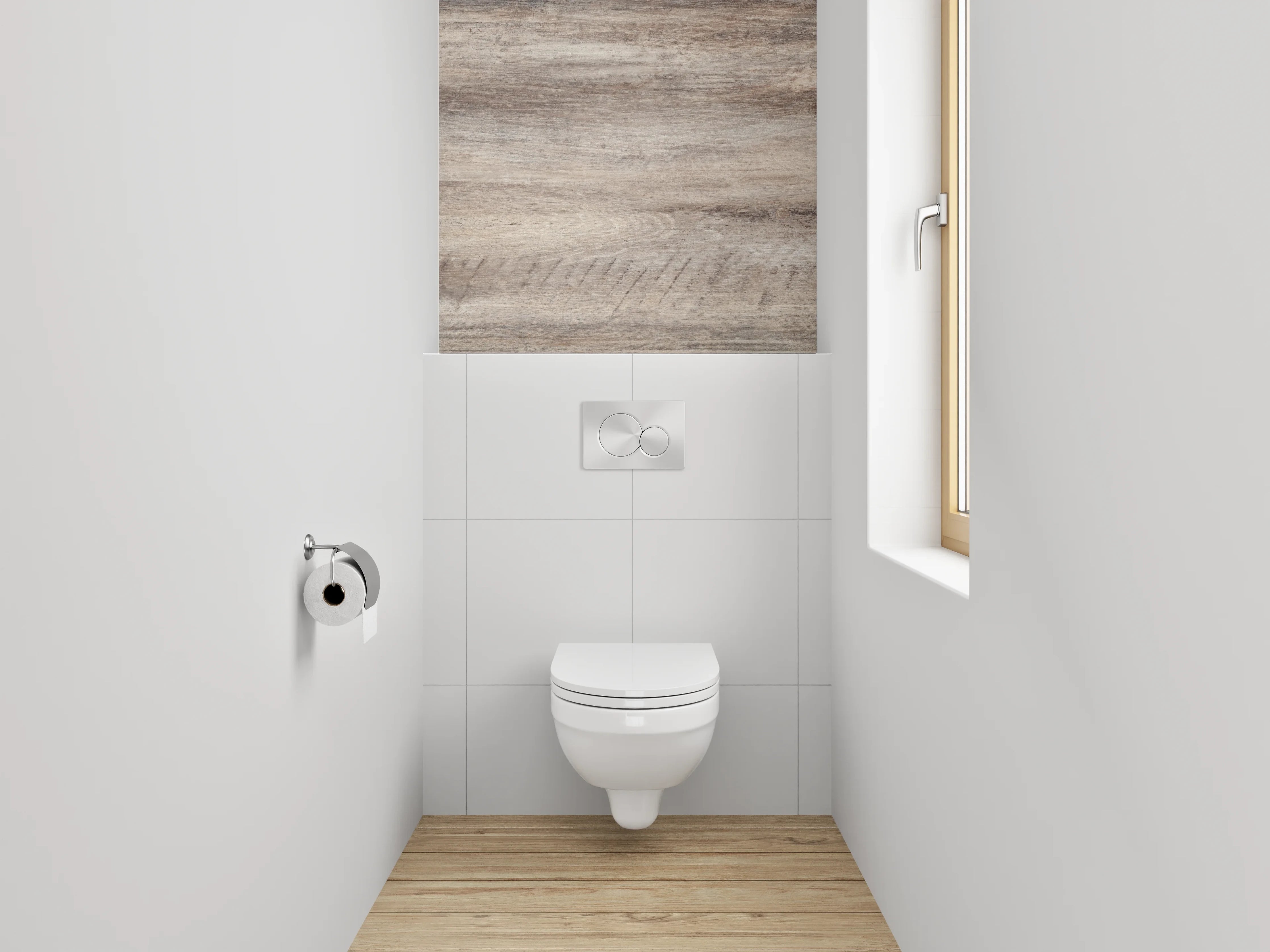 WC-Rückwand - Holzoptik Fliese Beige Grau Braun
