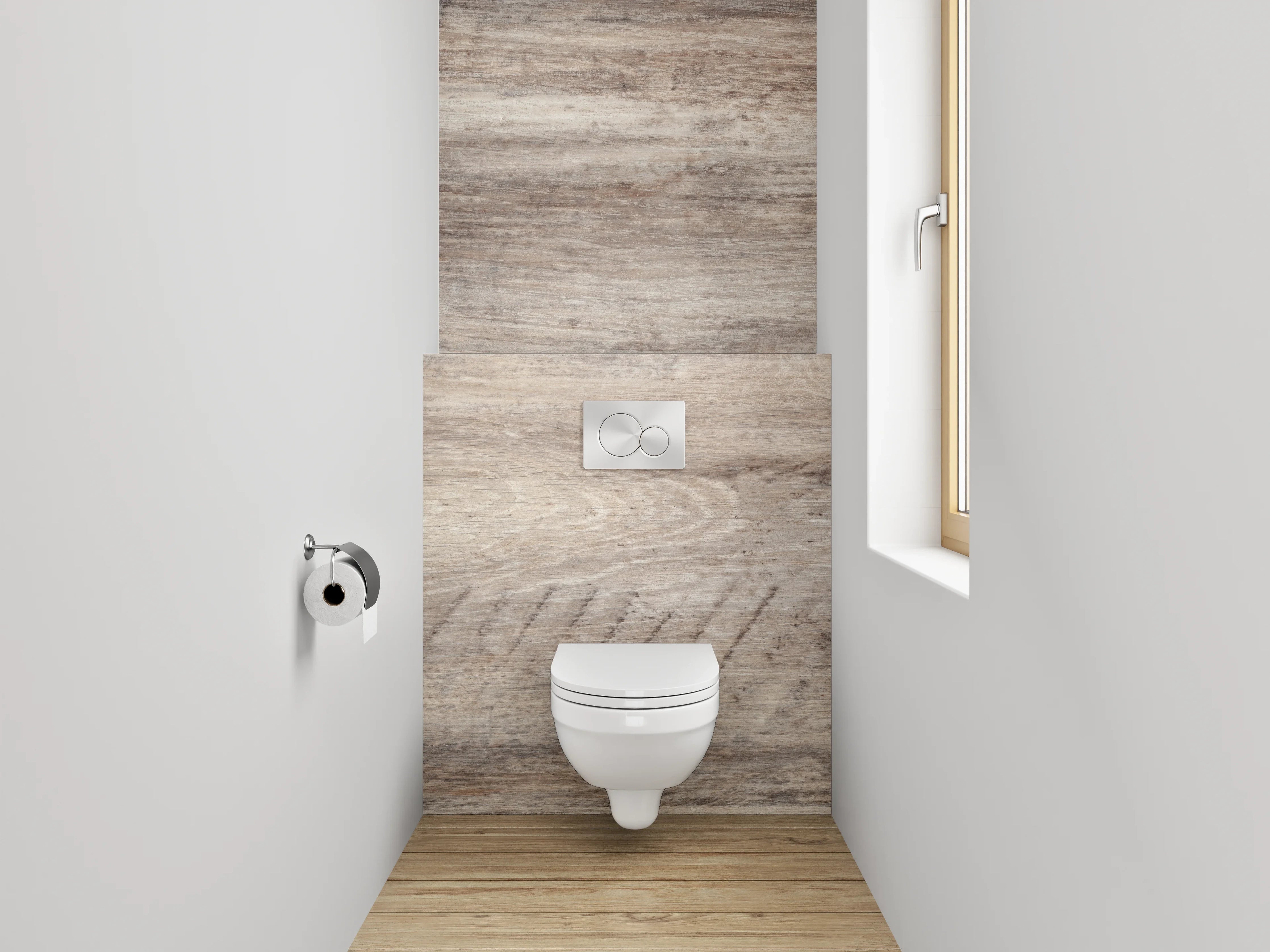 WC-Rückwand - Holzoptik Fliese Beige Grau Braun