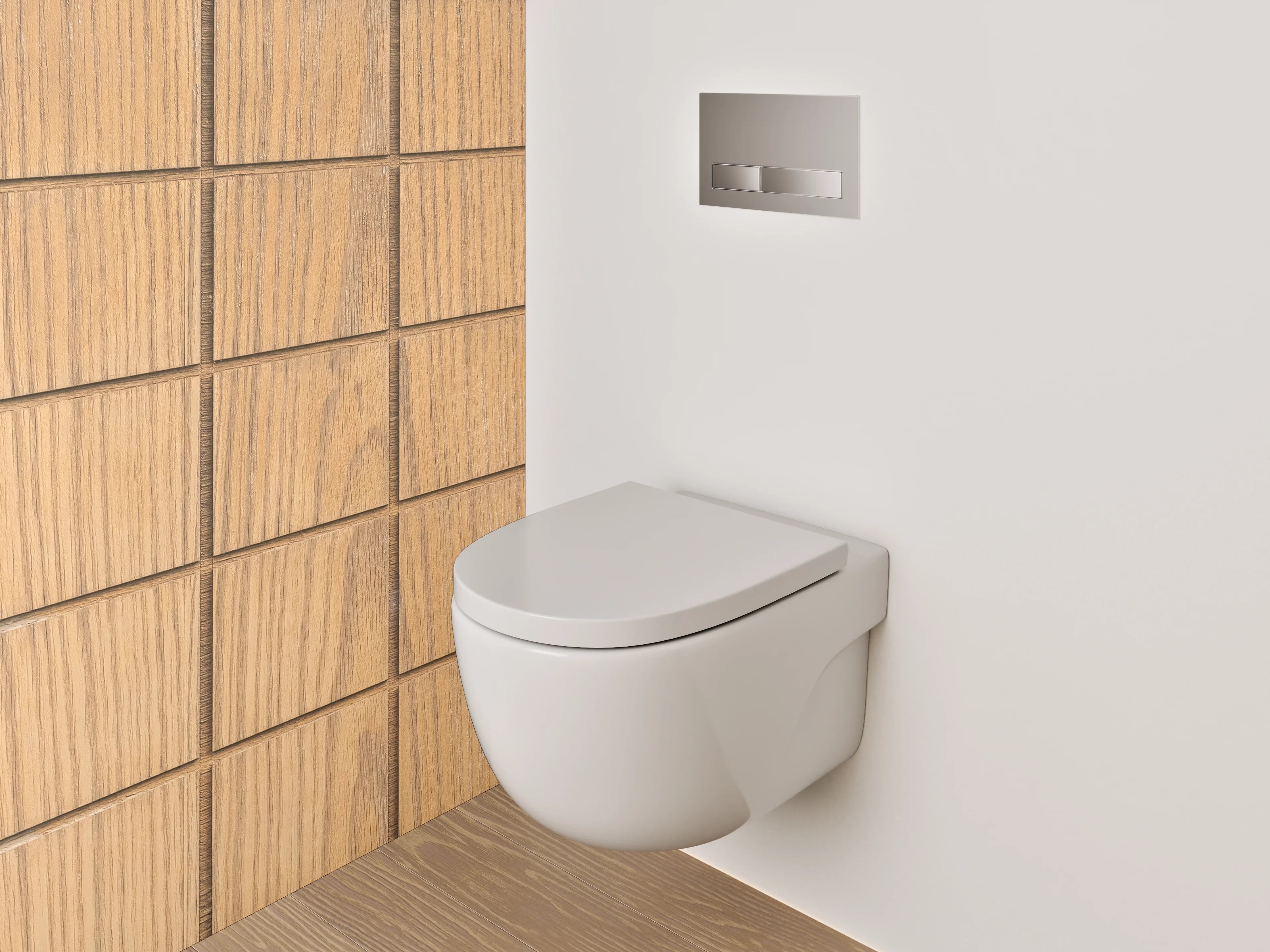 WC-Rückwand - Holzoptik Fliesen Quadratmuster