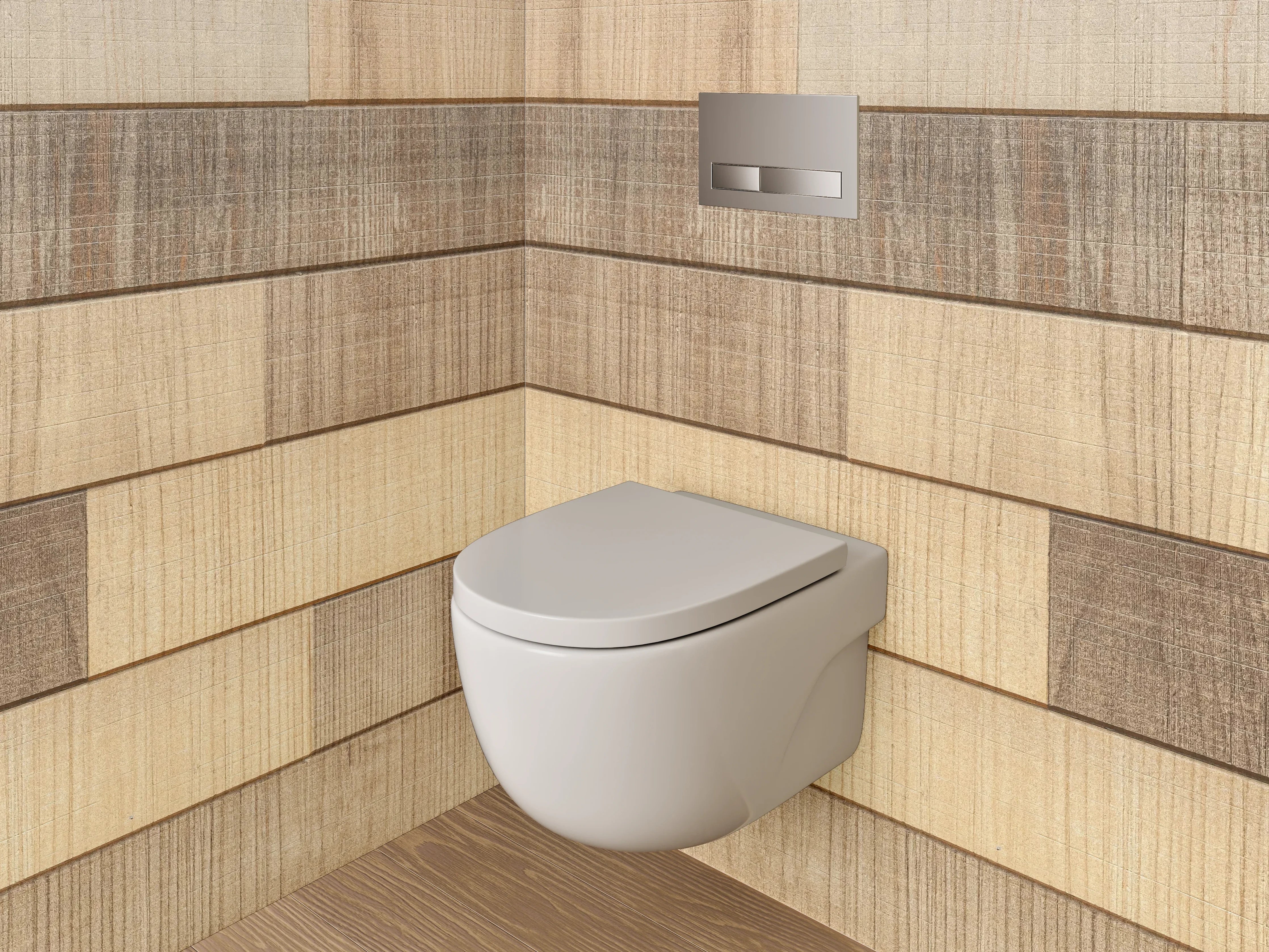 WC-Rückwand - Holzoptik Fliesenmuster Braun Beige