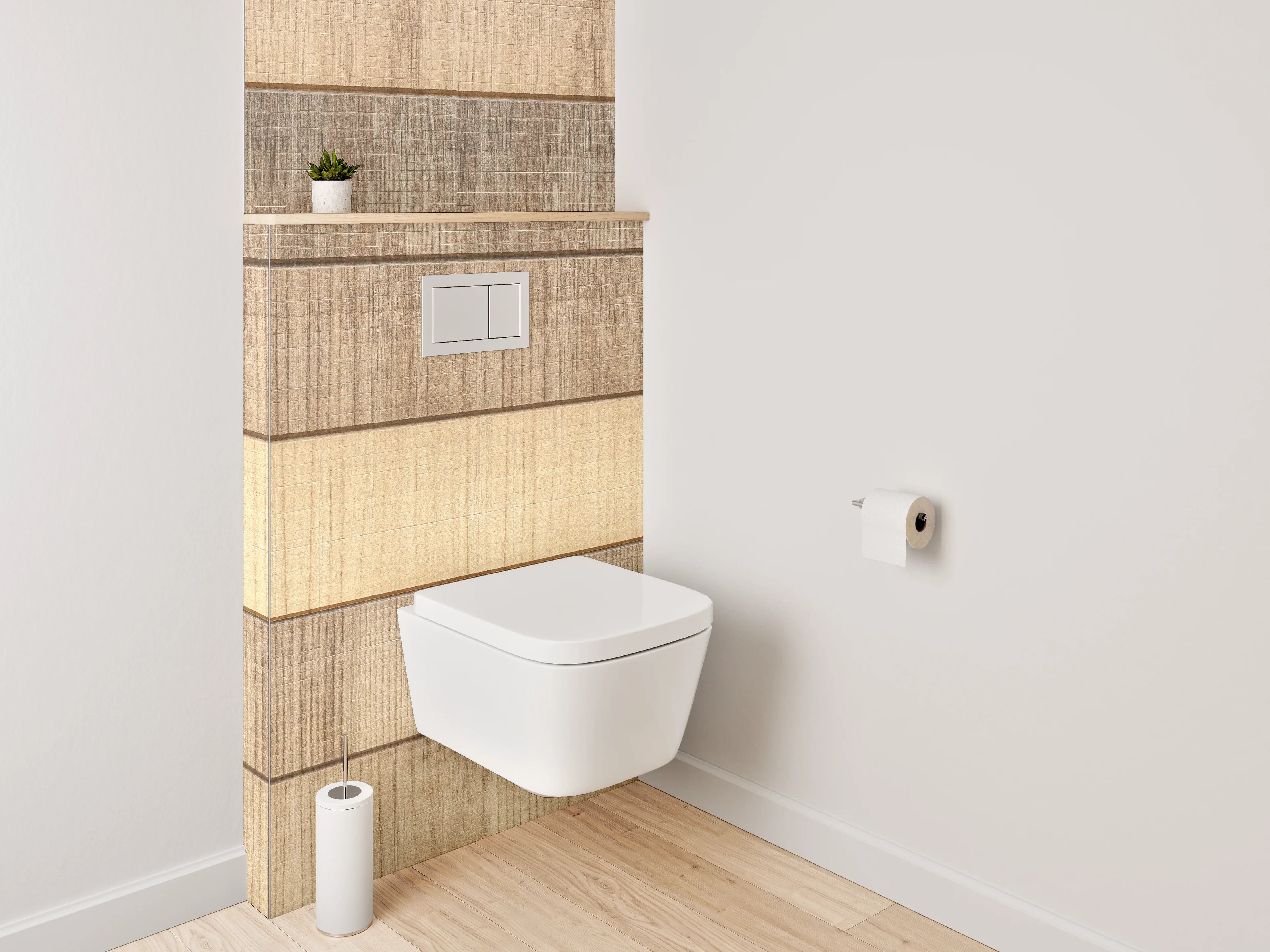 WC-Rückwand - Holzoptik Fliesenmuster Braun Beige