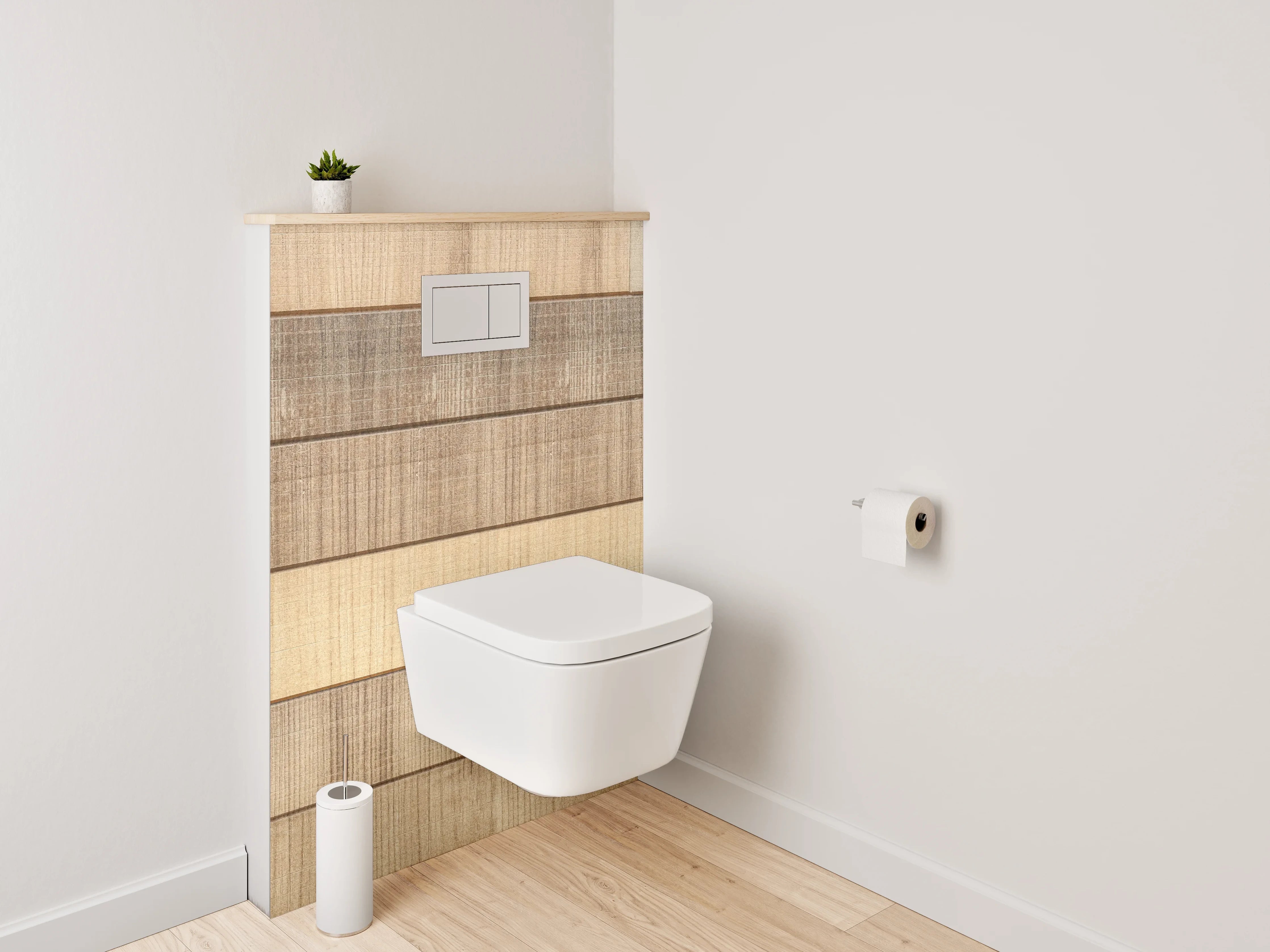 WC-Rückwand - Holzoptik Fliesenmuster Braun Beige
