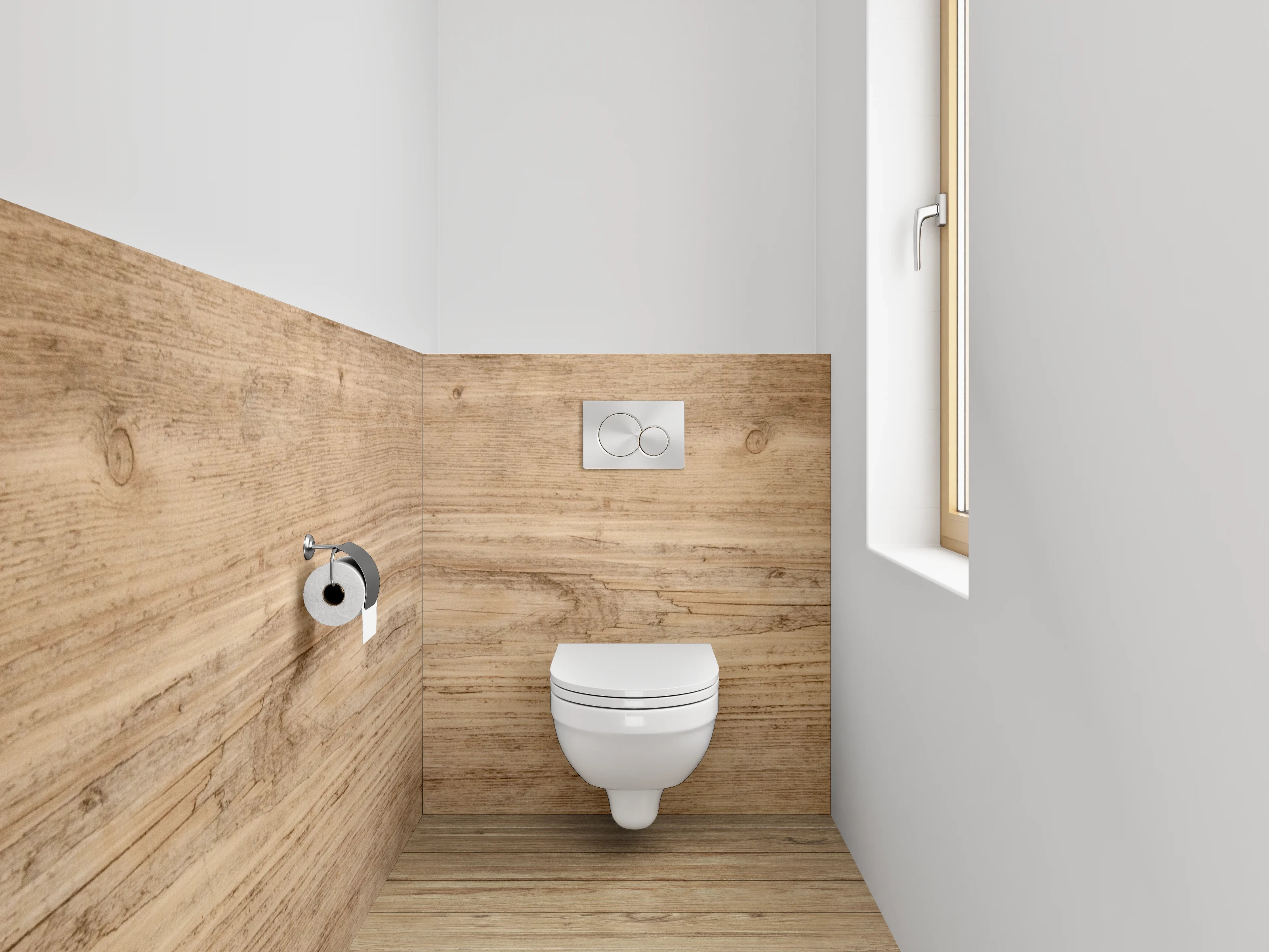 WC-Rückwand - Holzoptik Natur Braun
