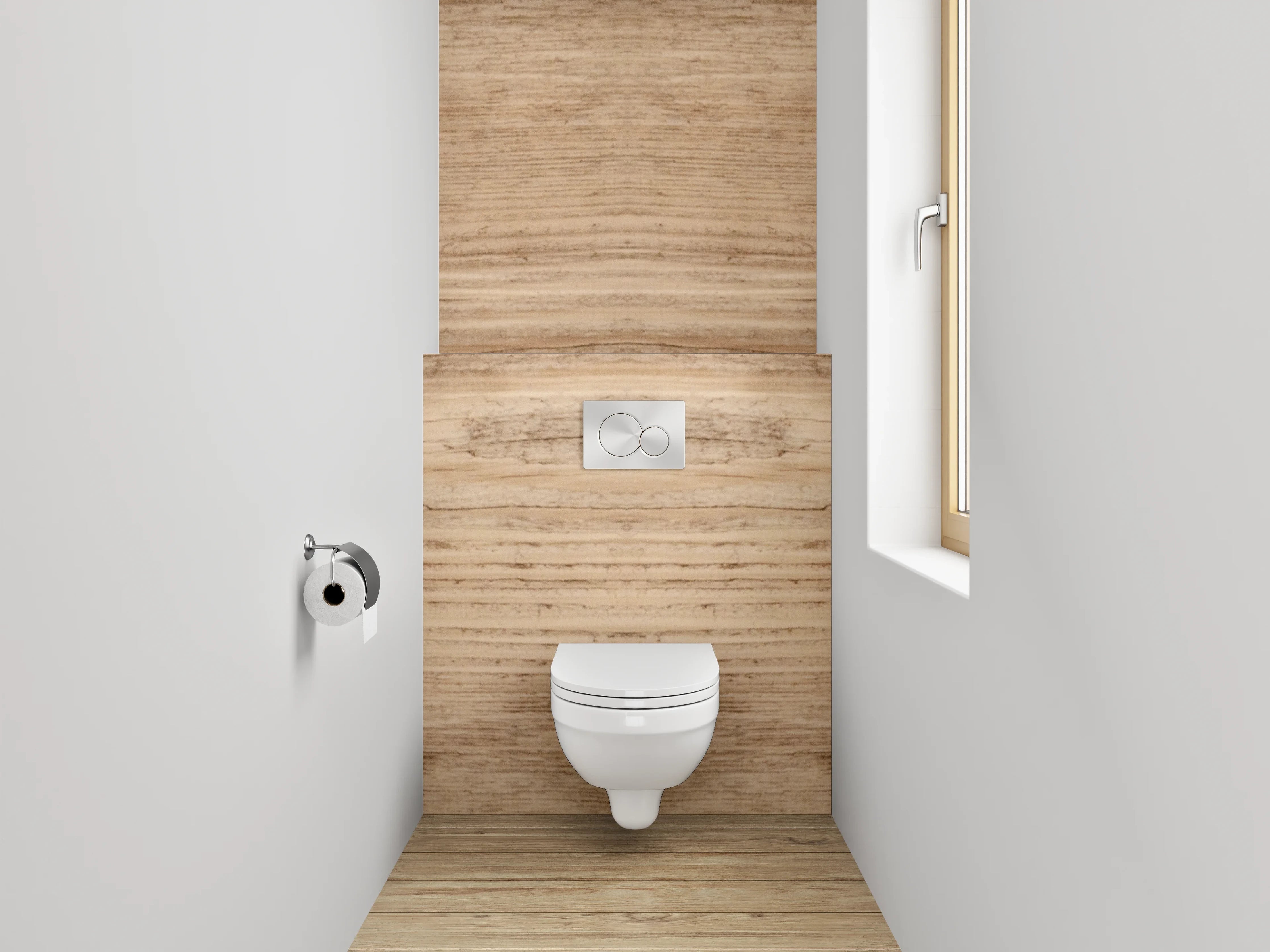 WC-Rückwand - Holzoptik Natur Braun