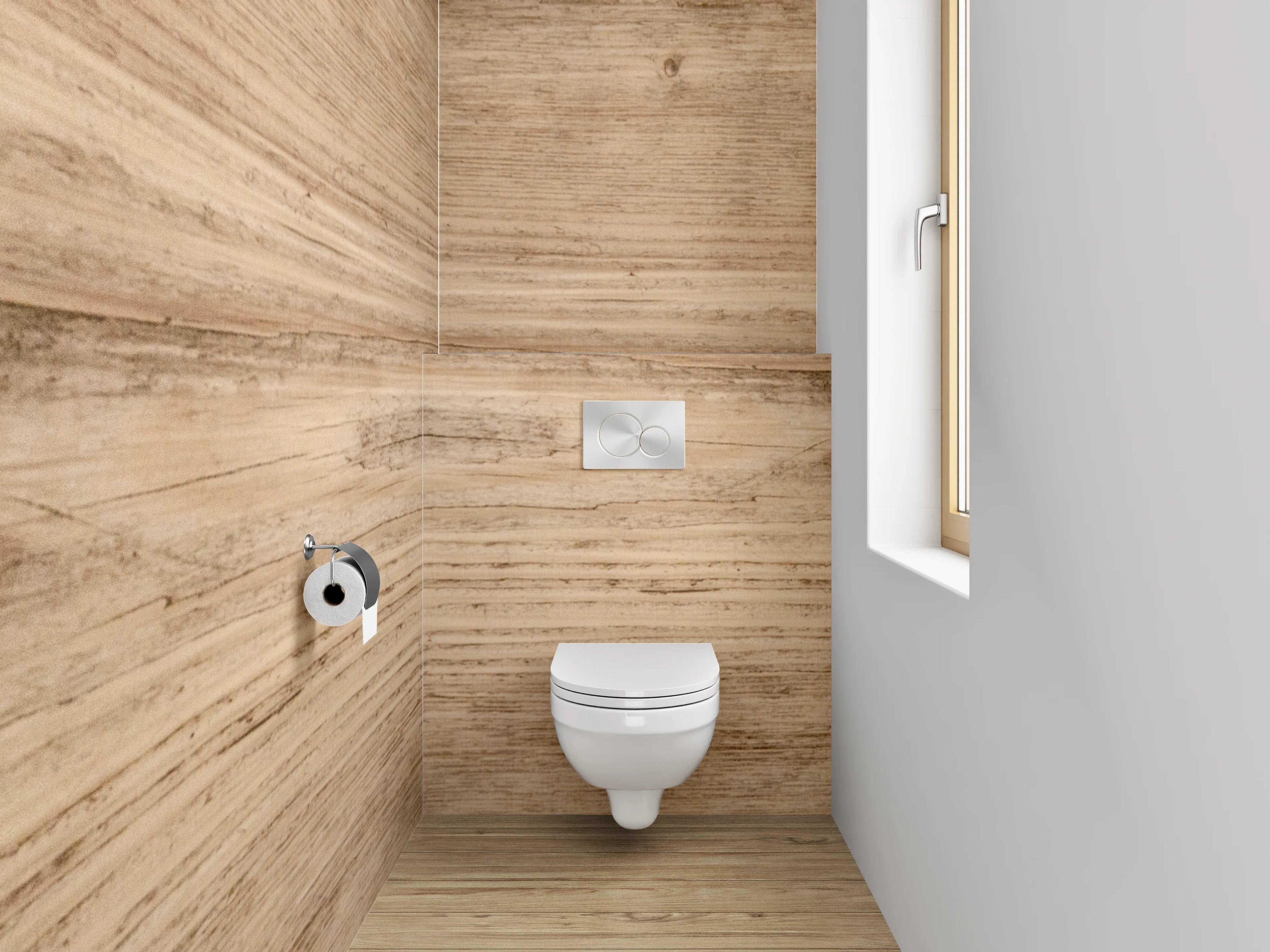 WC-Rückwand - Holzoptik Natur Braun