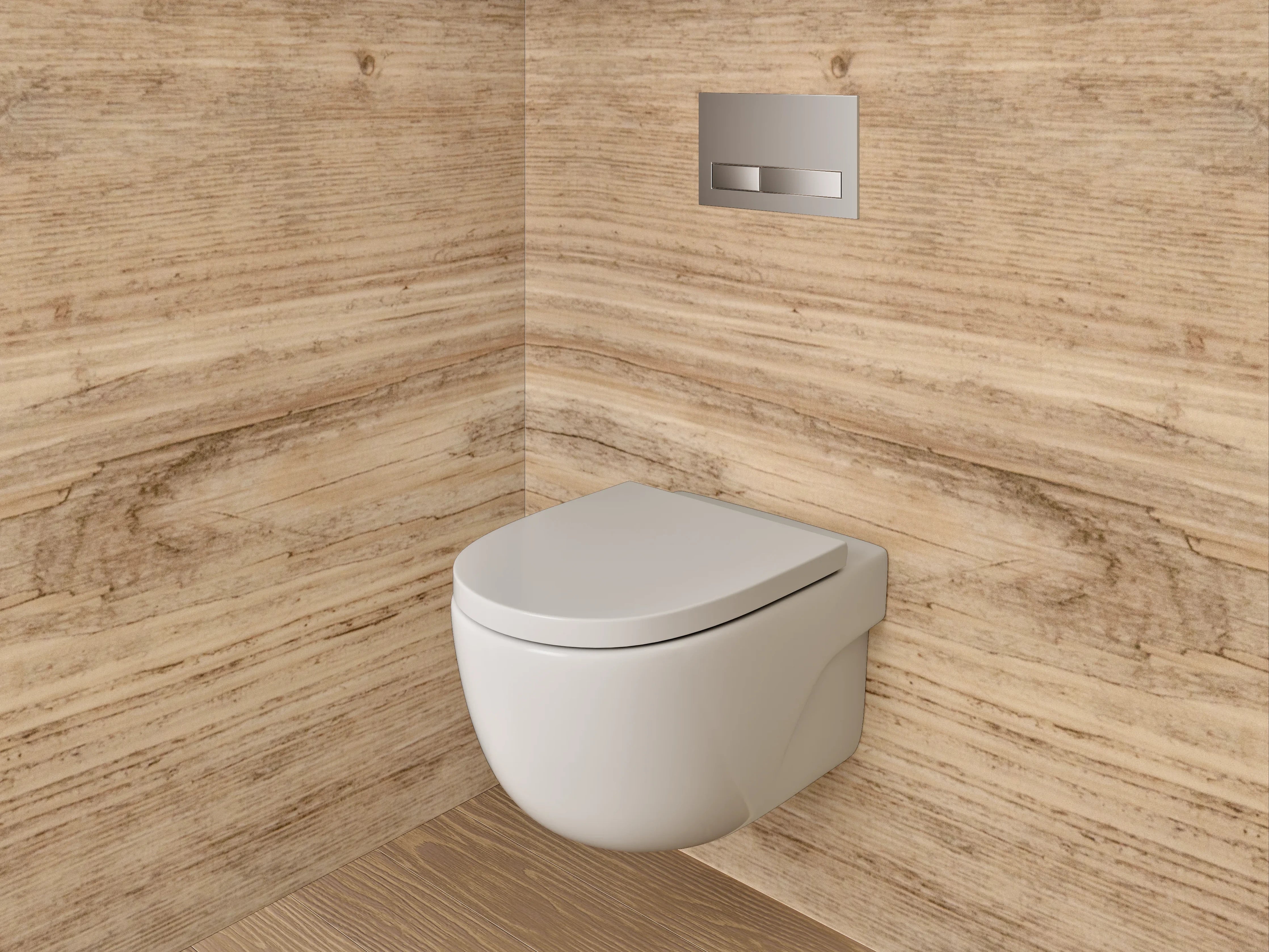 WC-Rückwand - Holzoptik Natur Braun