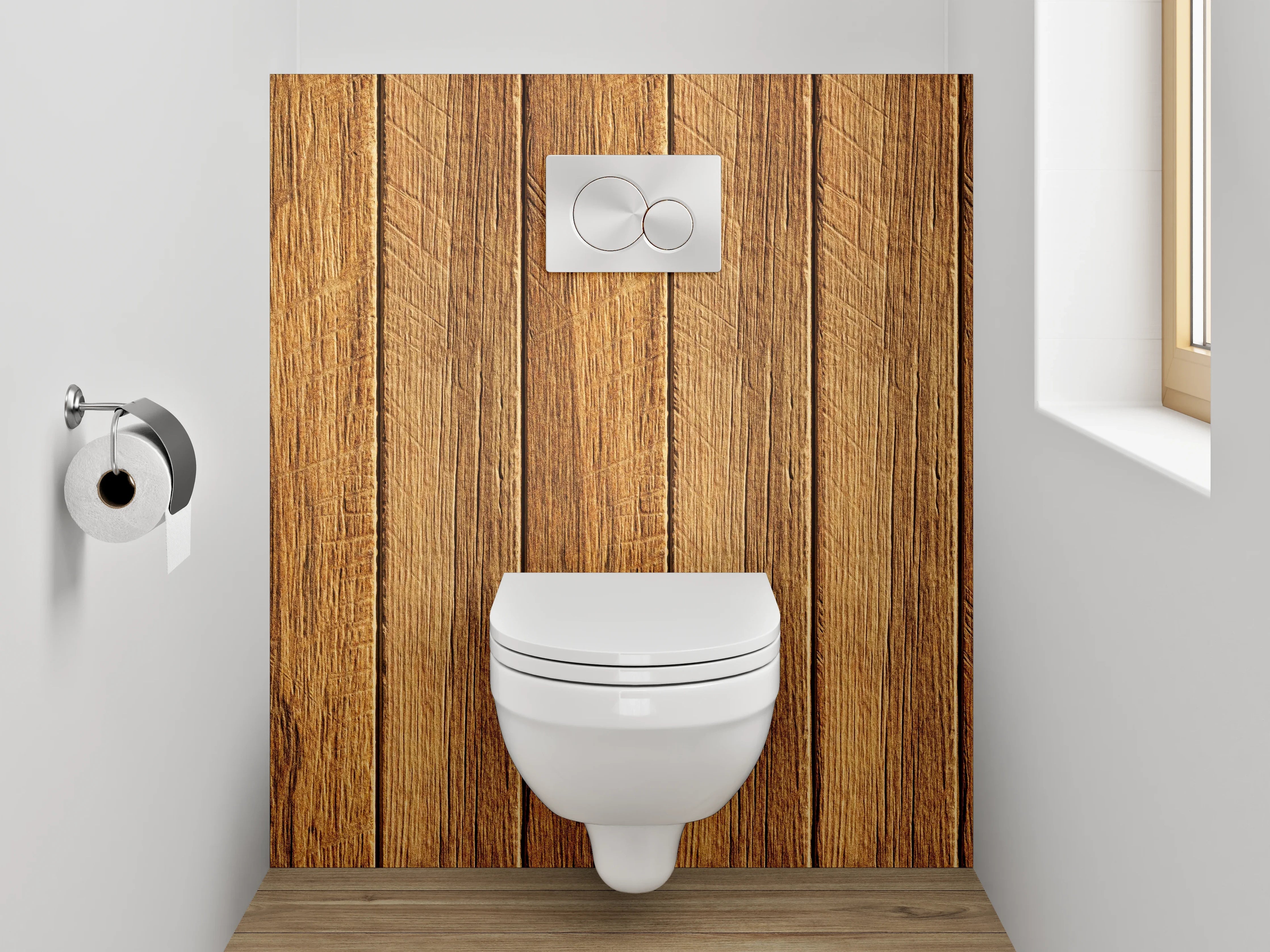 WC-Rückwand - Holzoptik Paneele Braun
