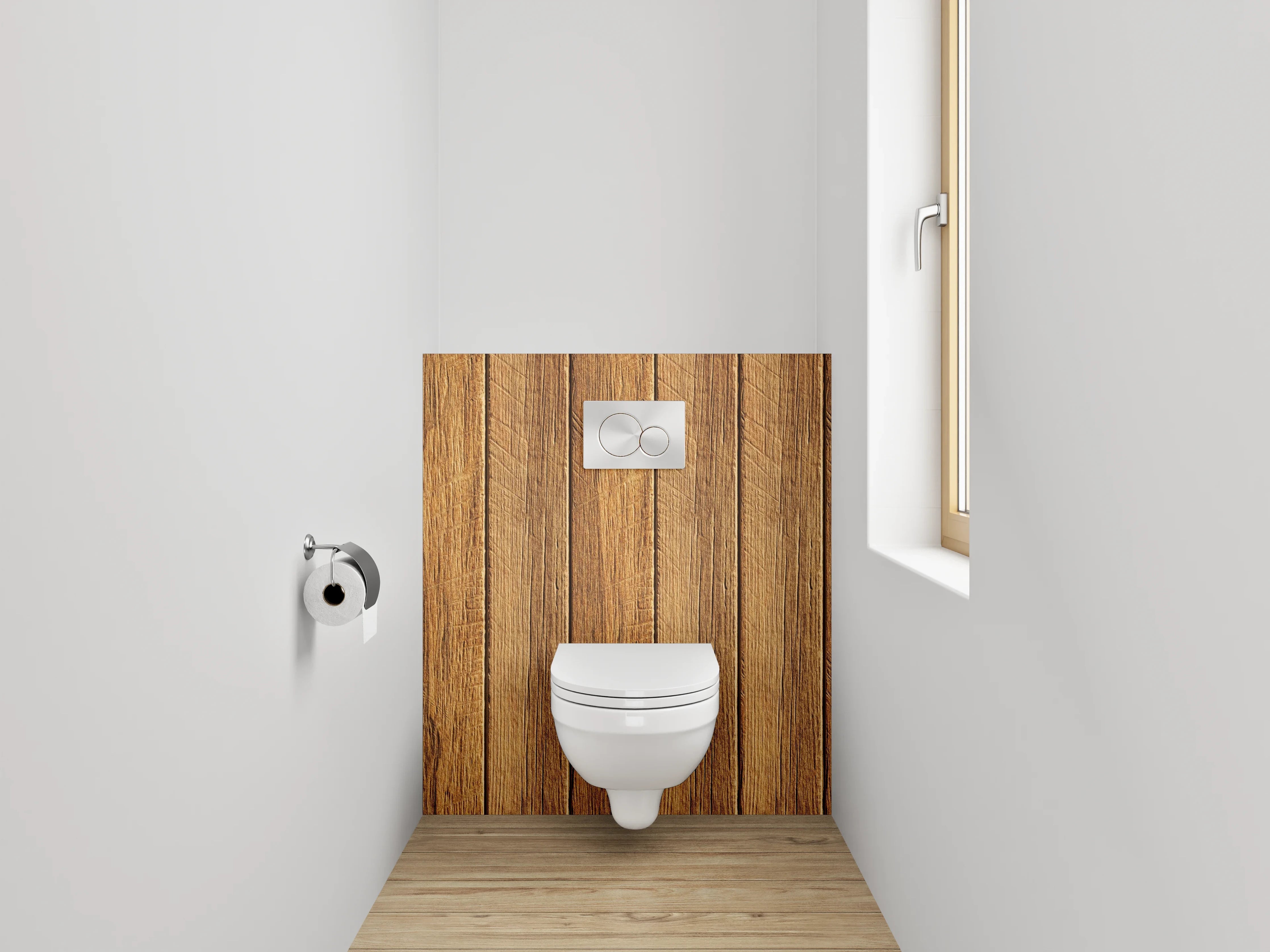 WC-Rückwand - Holzoptik Paneele Braun