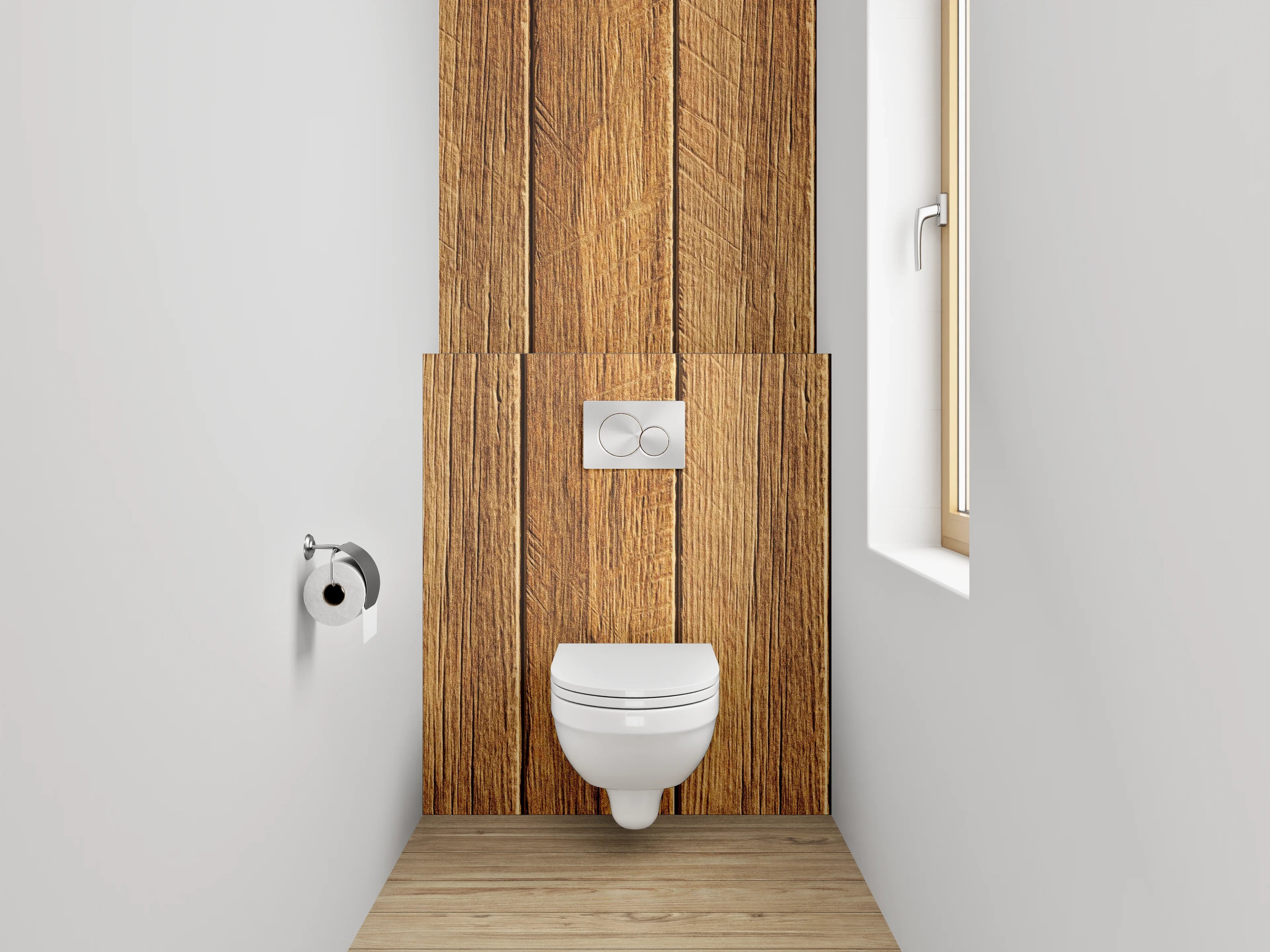 WC-Rückwand - Holzoptik Paneele Braun