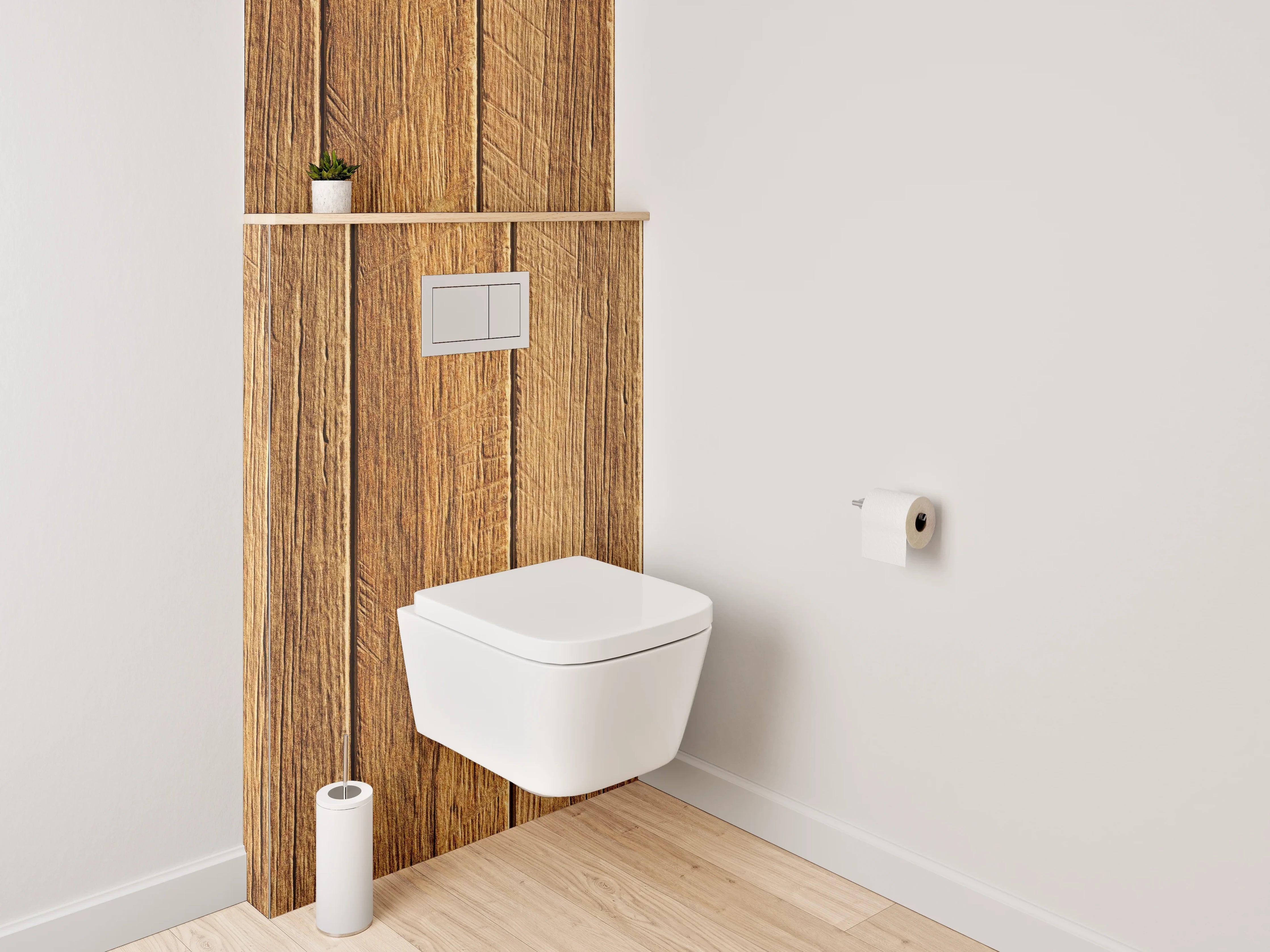 WC-Rückwand - Holzoptik Paneele Braun