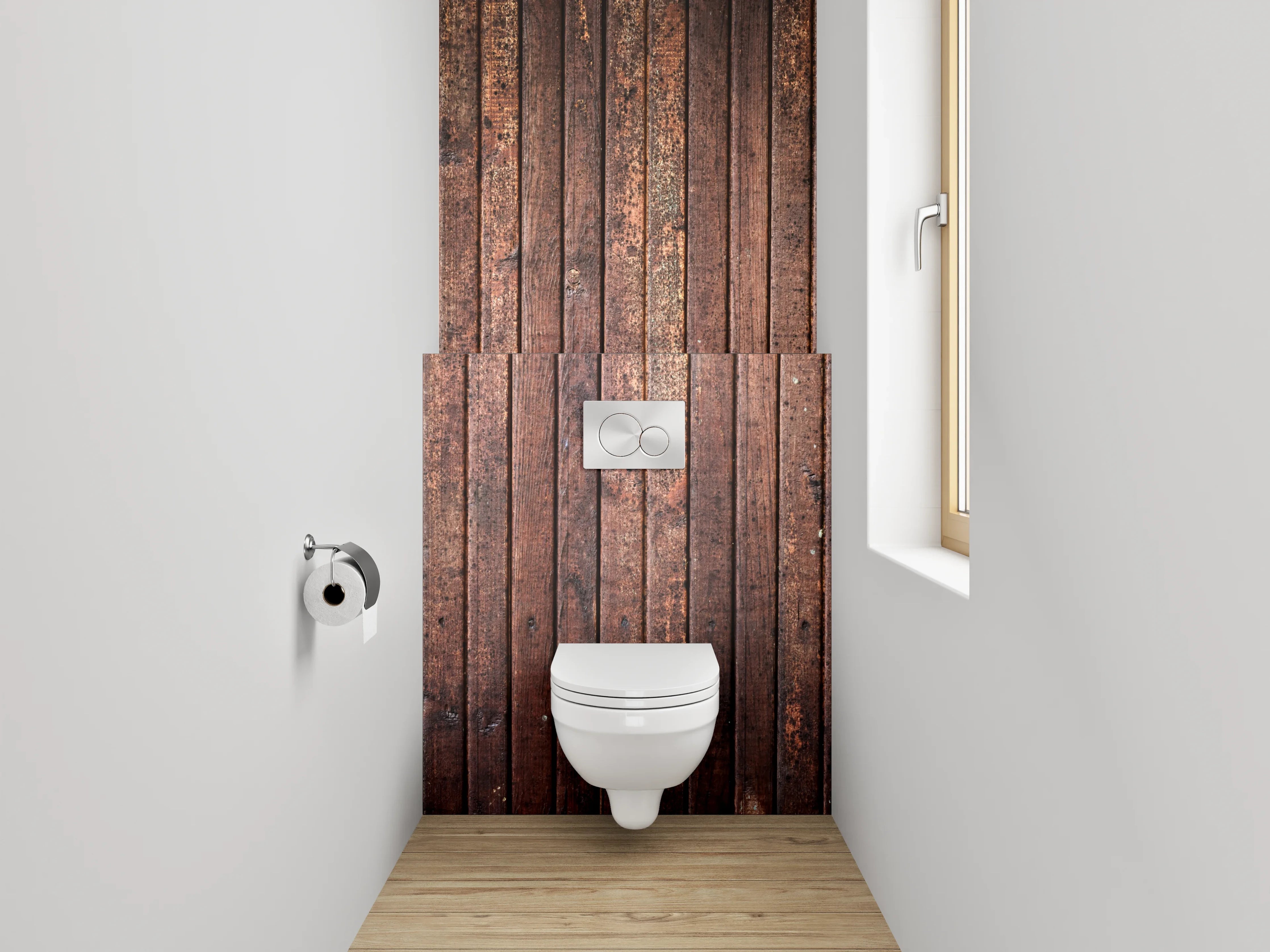 WC-Rückwand - Holzoptik Wandpaneel Braun Natur