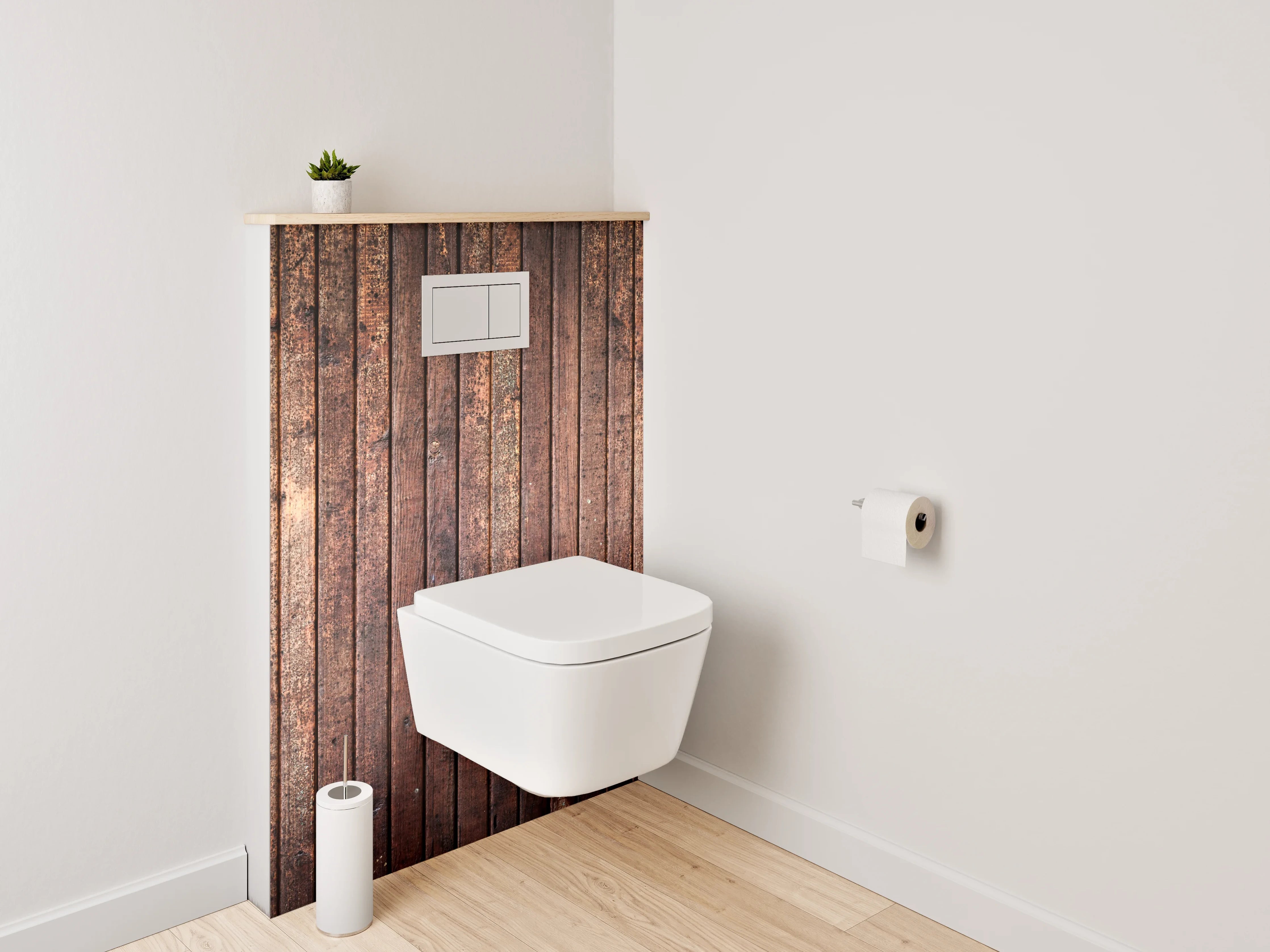 WC-Rückwand - Holzoptik Wandpaneel Braun Natur