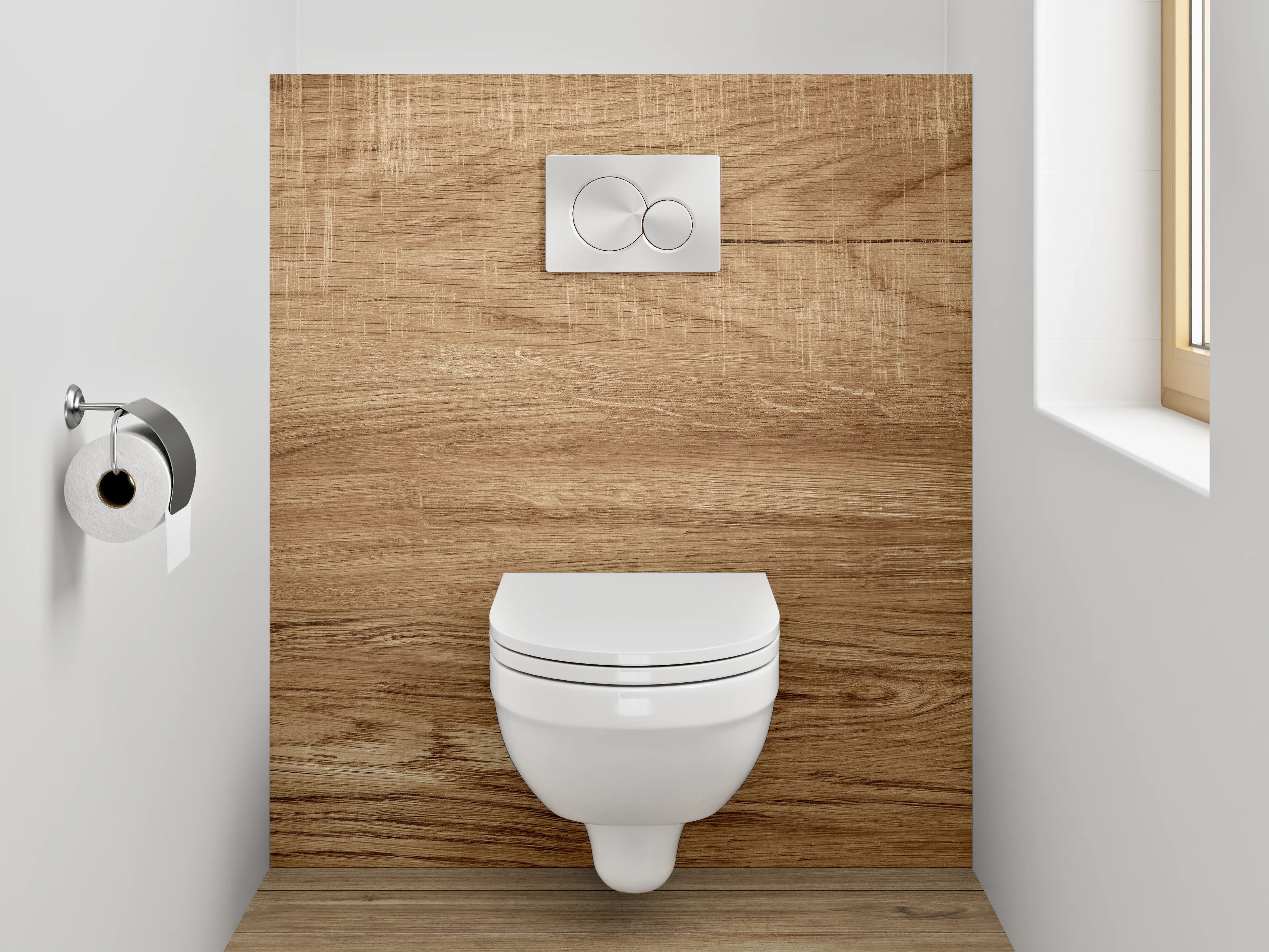 WC-Rückwand - Holzoptik hellbraun Landhausstil