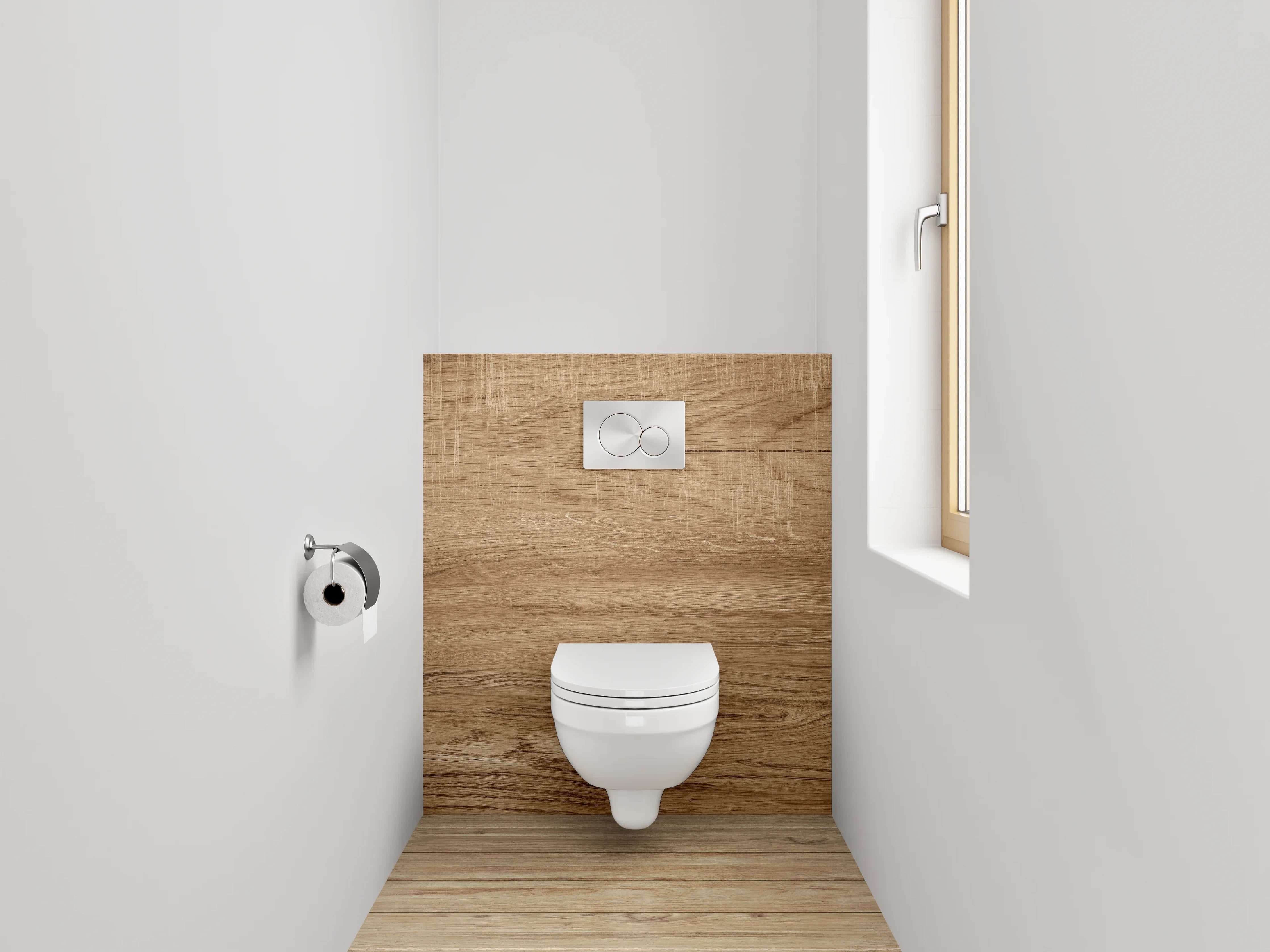 WC-Rückwand - Holzoptik hellbraun Landhausstil